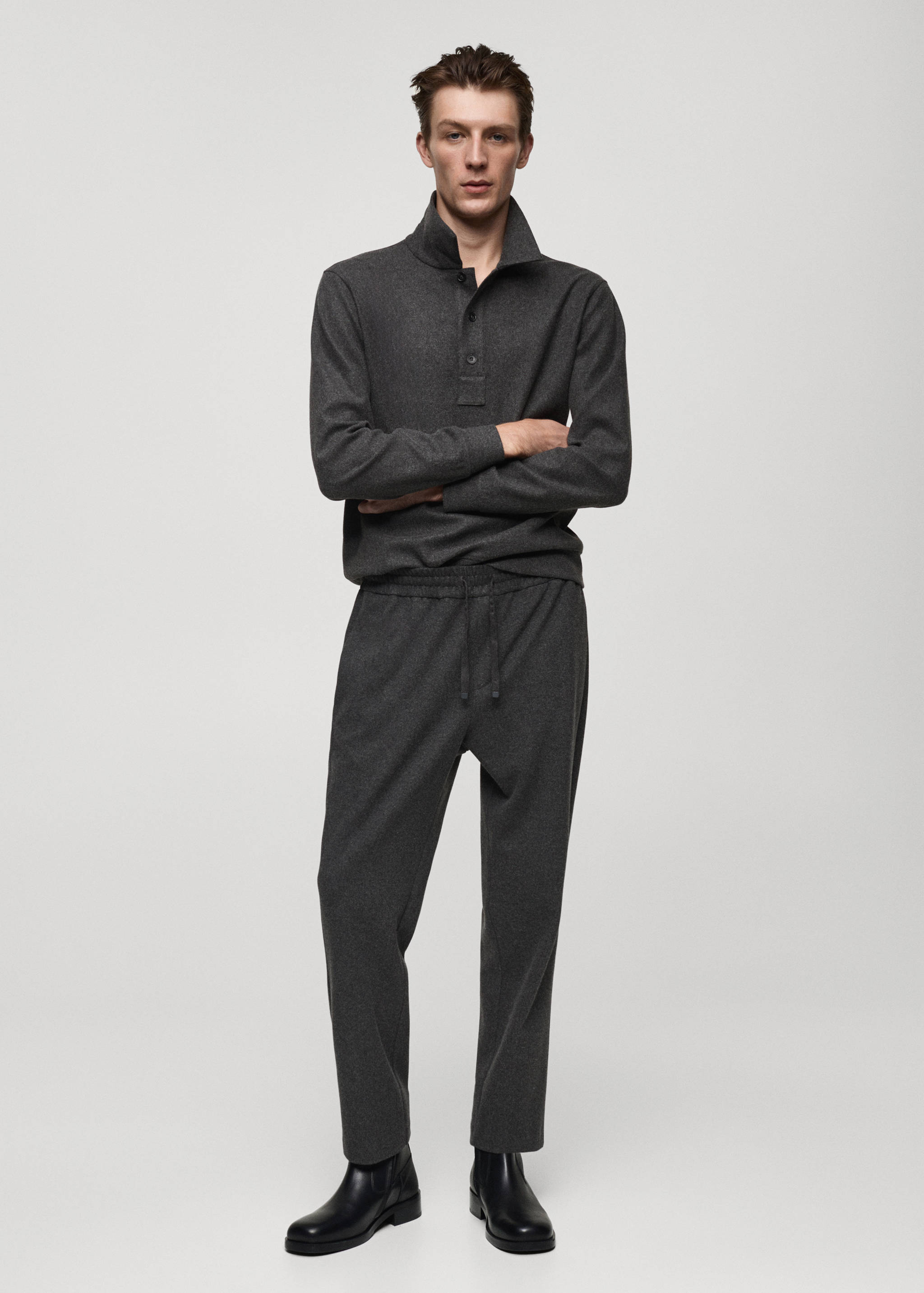 Flannel joggers with drawstring - General plane