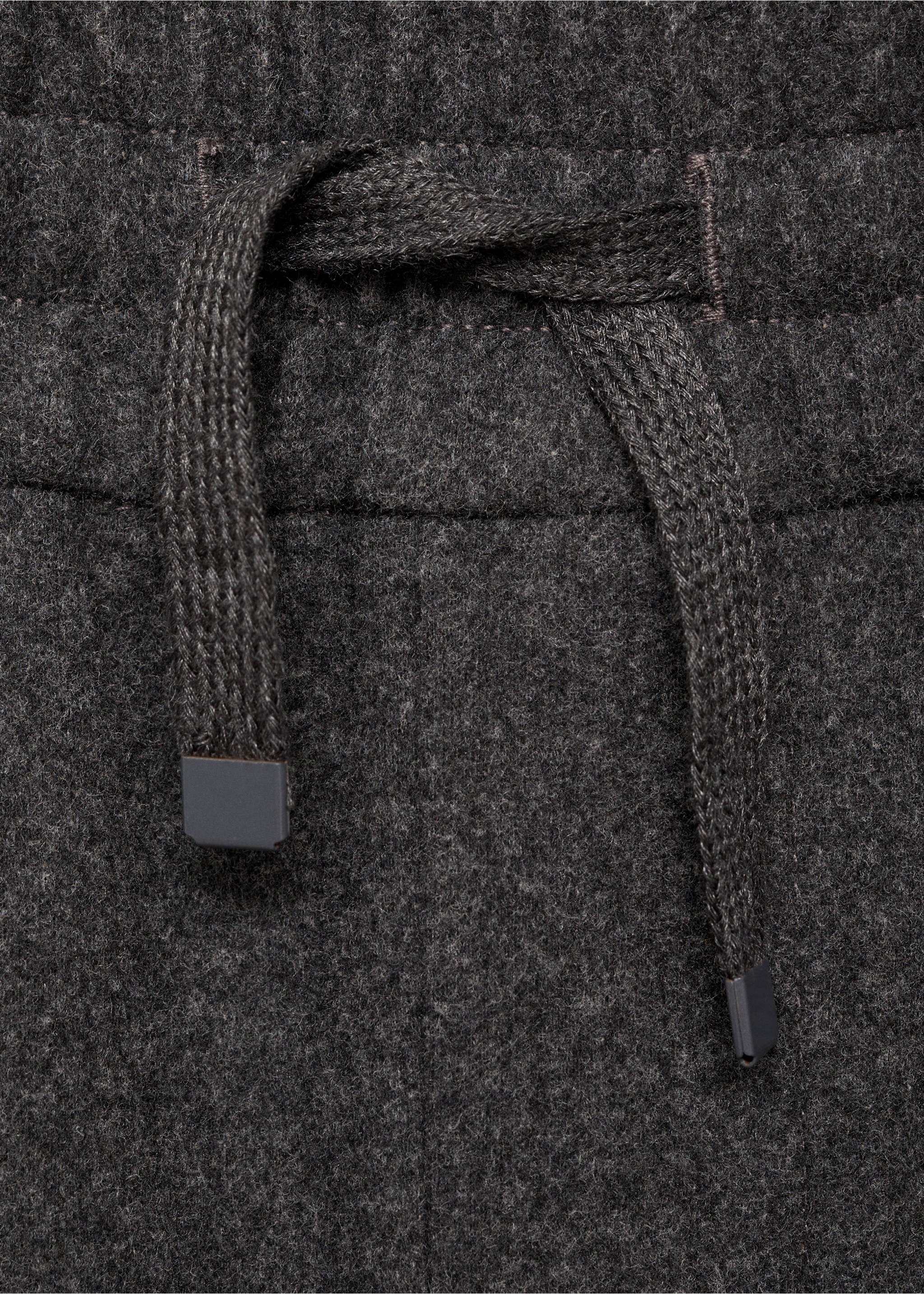 Flannel joggers with drawstring - Details of the article 8, Charcoal. Ref: 77087920-00.