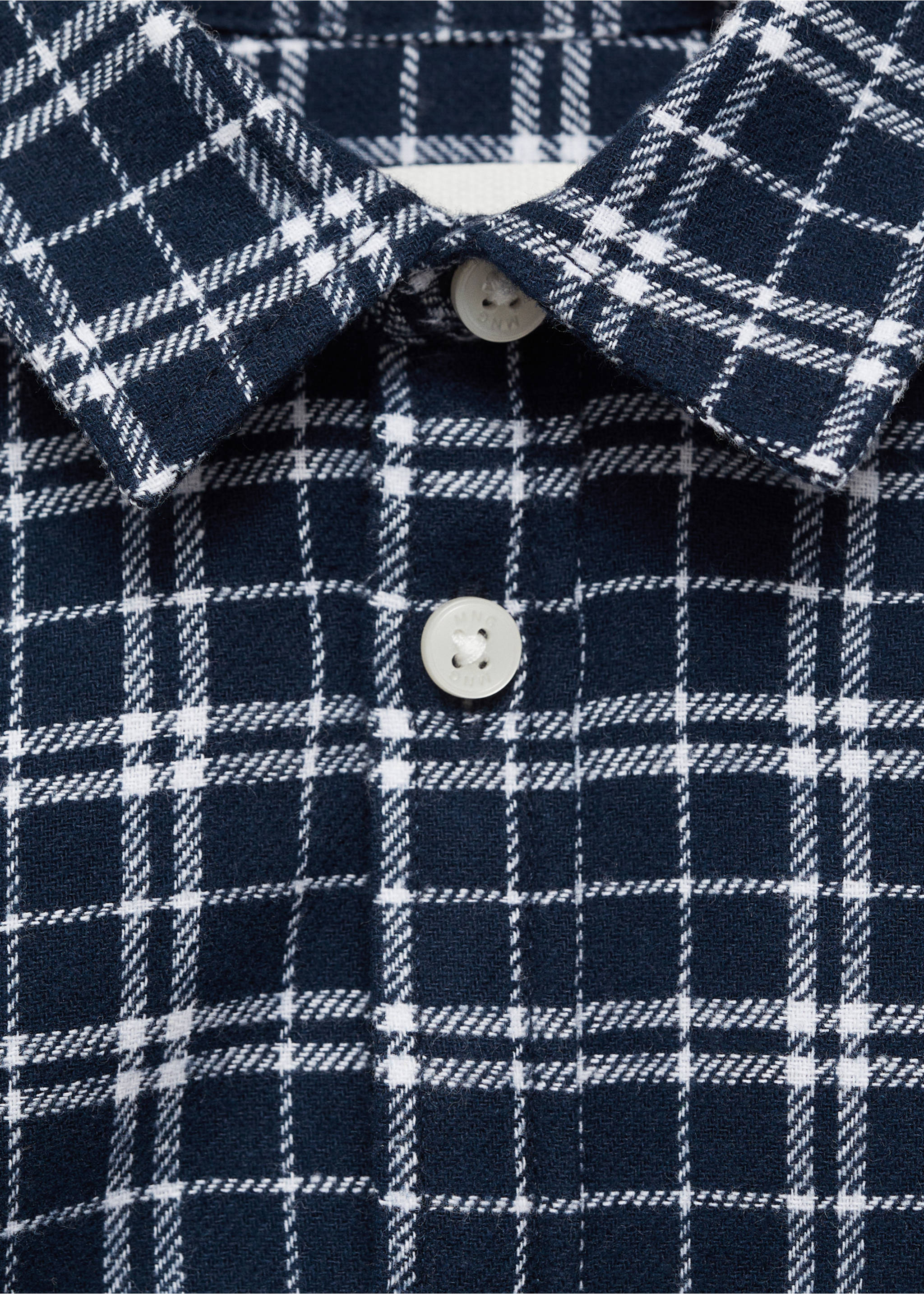 Kariertes Baumwollhemd - Detail des Artikels 8, Dunkles Marineblau. Ref: 77087922-00.