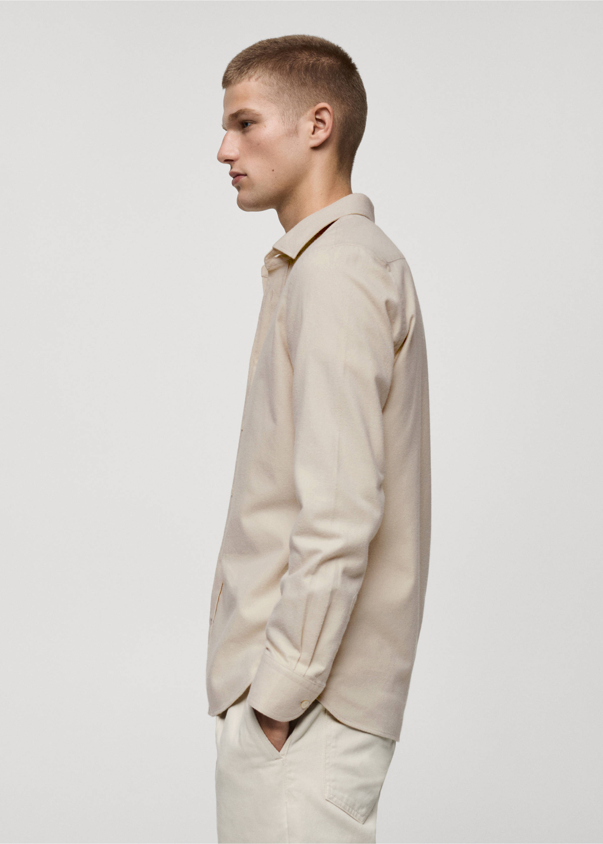 Chemise 100 % coton flanelle regular-fit - Détail de l'article 2, Gris clair/pastel. Ref: 77087923-00.