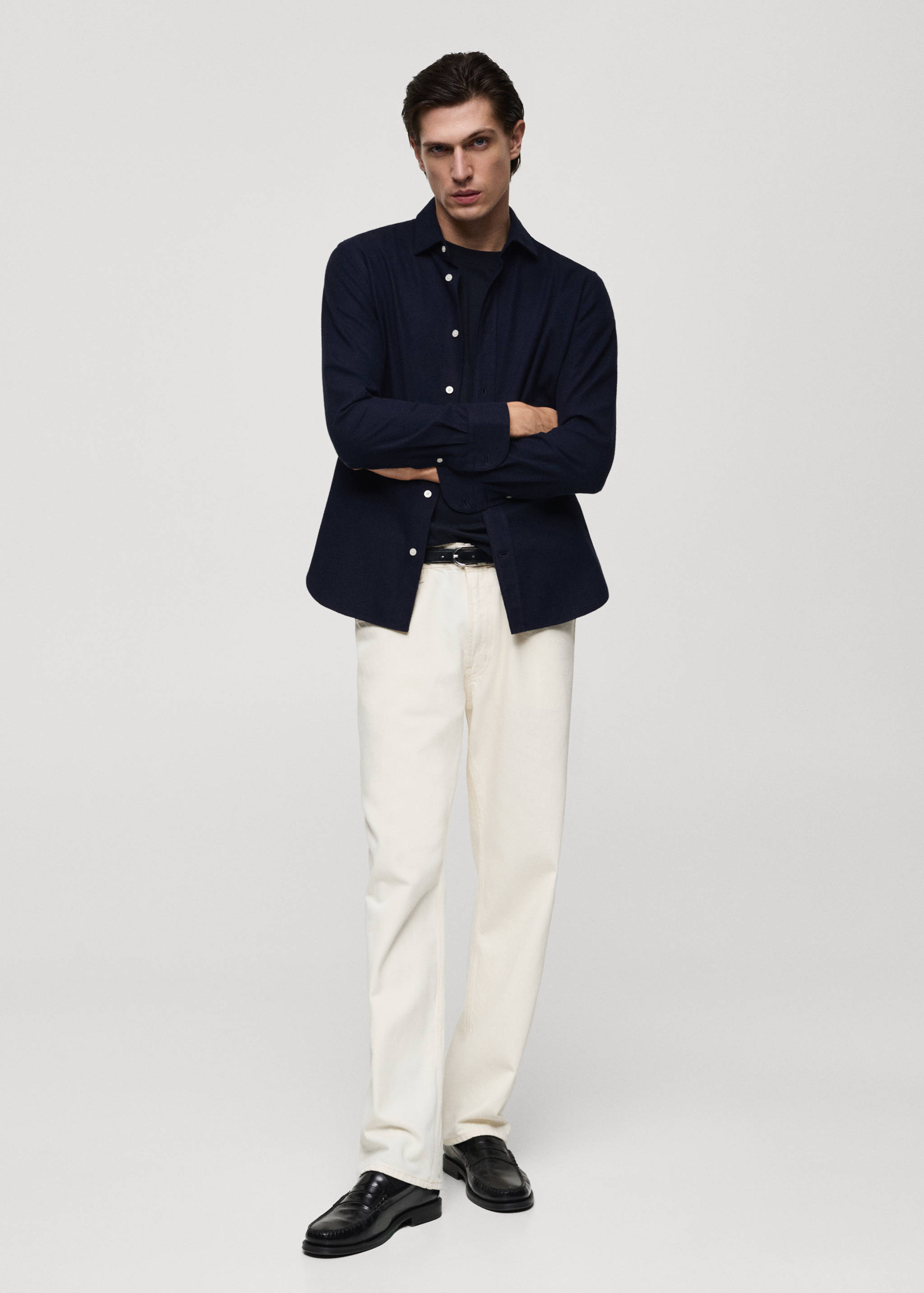 100% cotton flannel regular-fit shirt - General plane