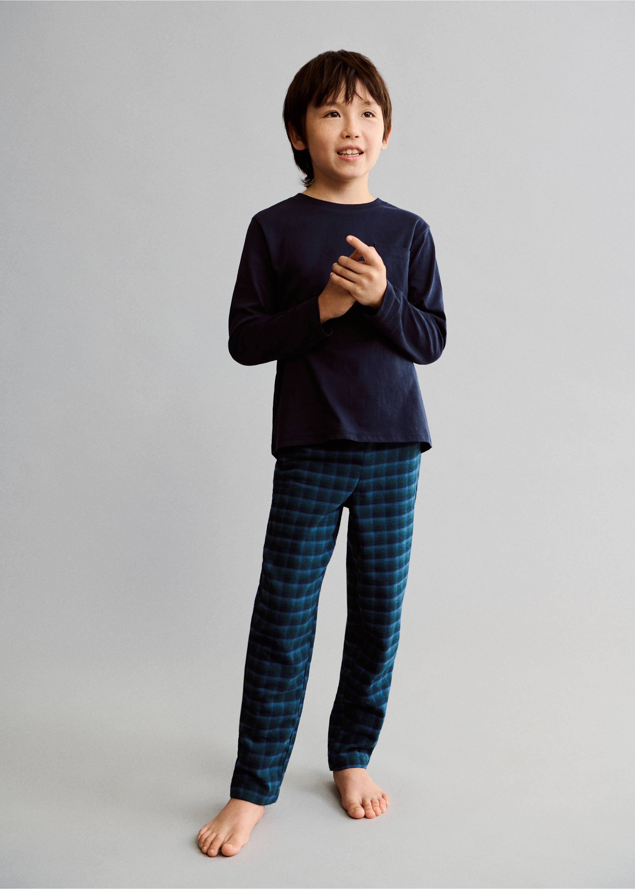 Printed long pyjamas - Details of the article 5, Blue. Ref: 77087928-00.