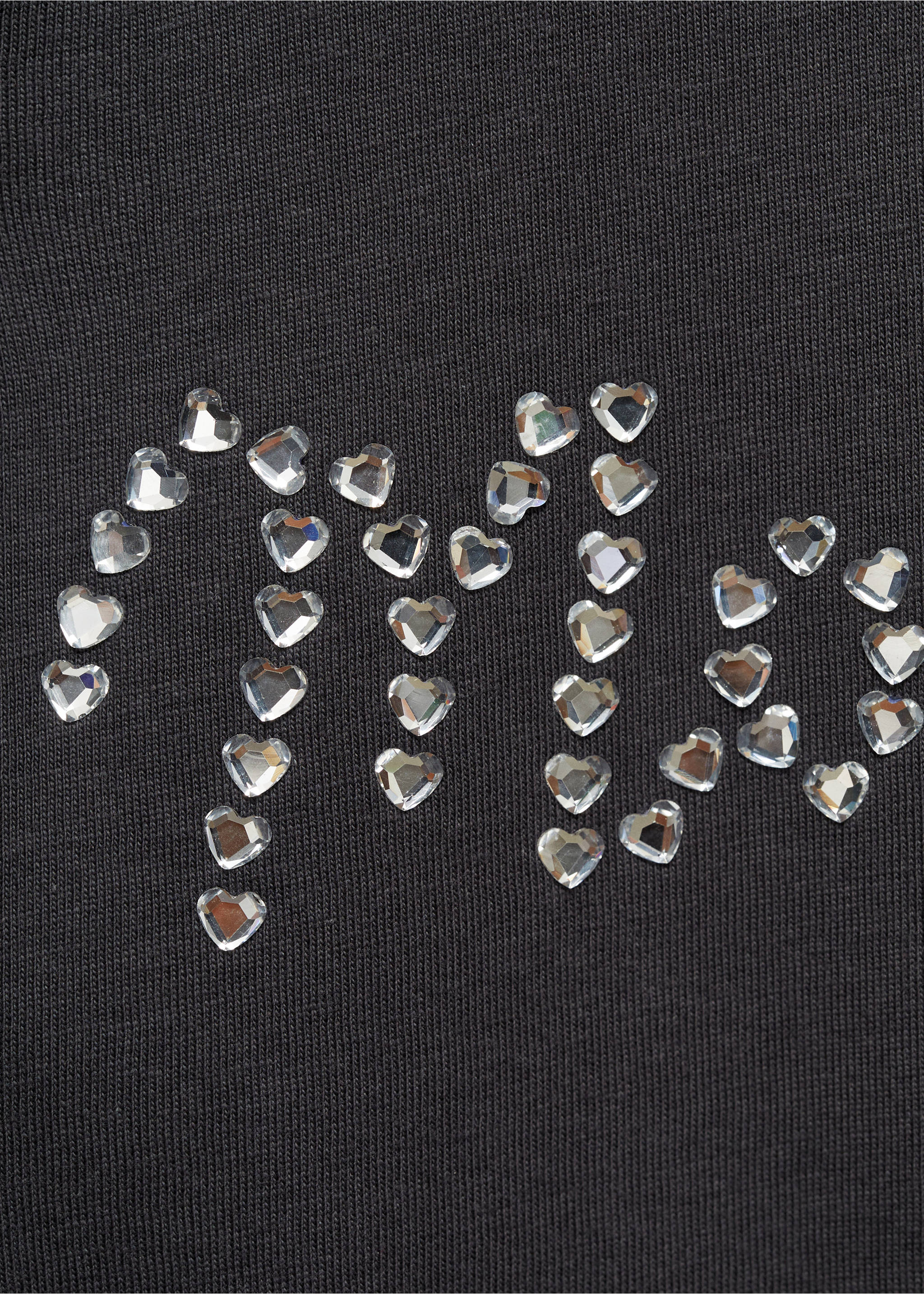 Long-sleeved t-shirt with rhinestone detail - Details of the article 0, Charcoal. Ref: 77087930-00.