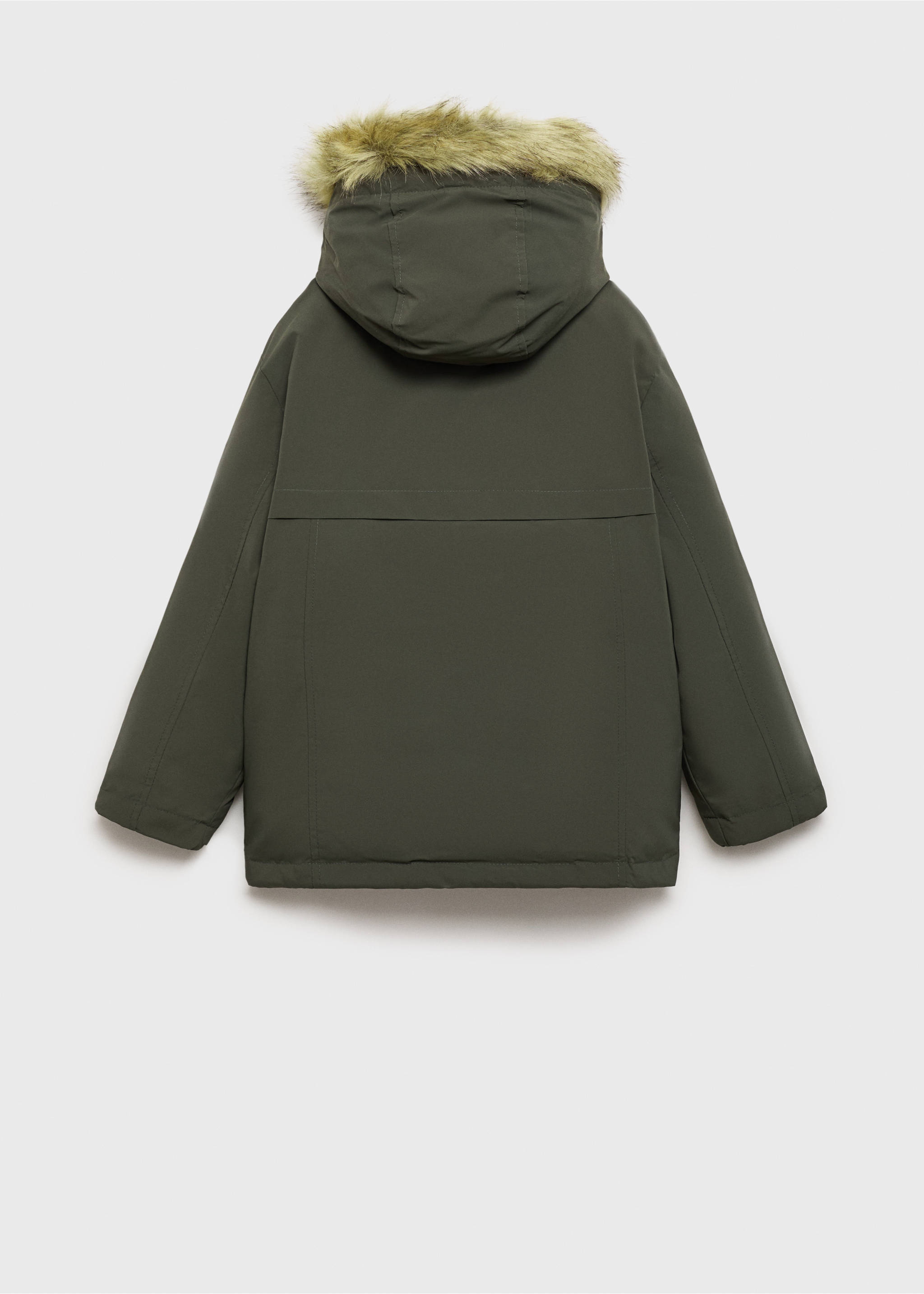 Anorak with shearling-effect hood - Reverse of the article, Forest Green. Ref: 77087931-00.