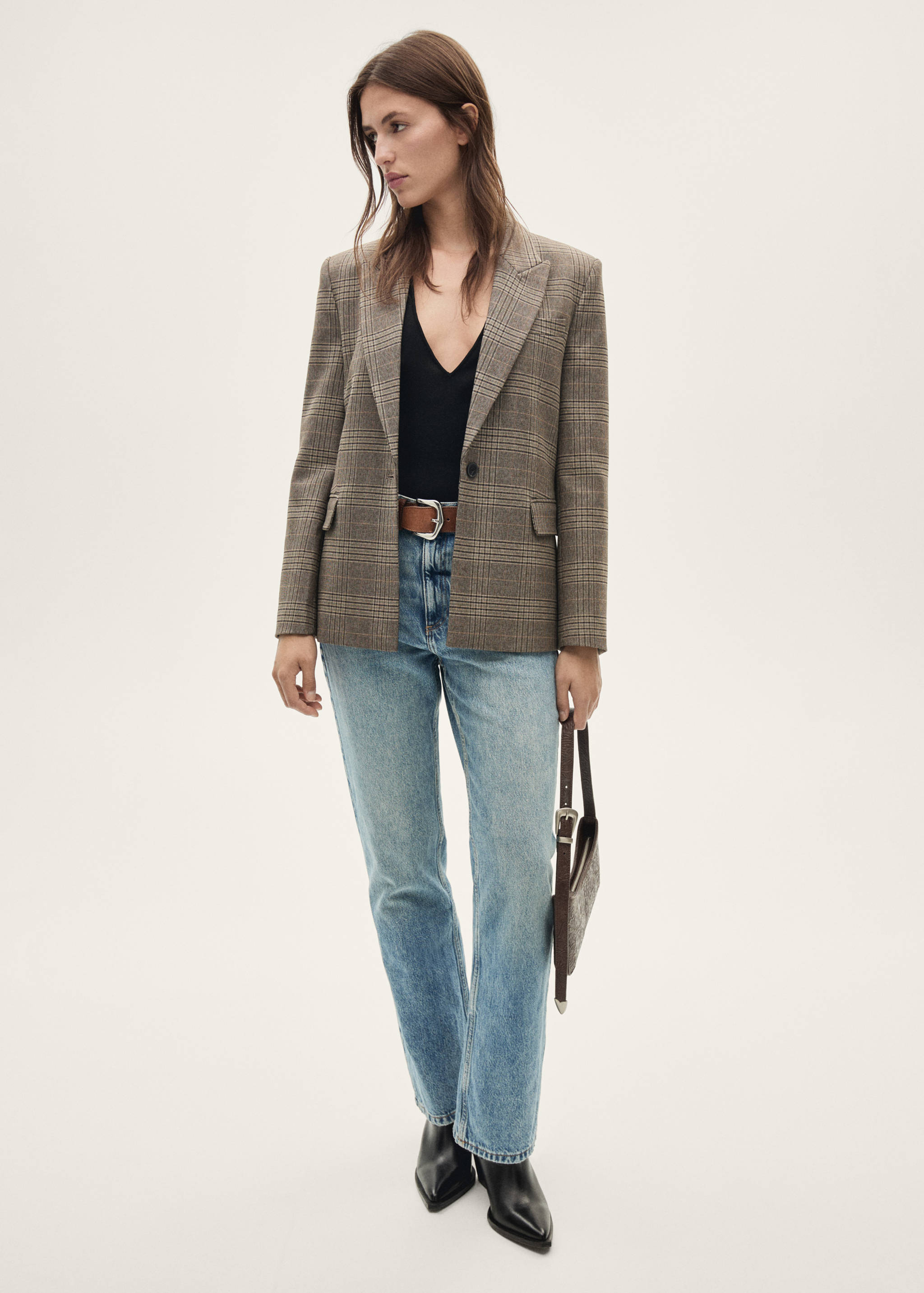 Straight-fit check jacket - General plane