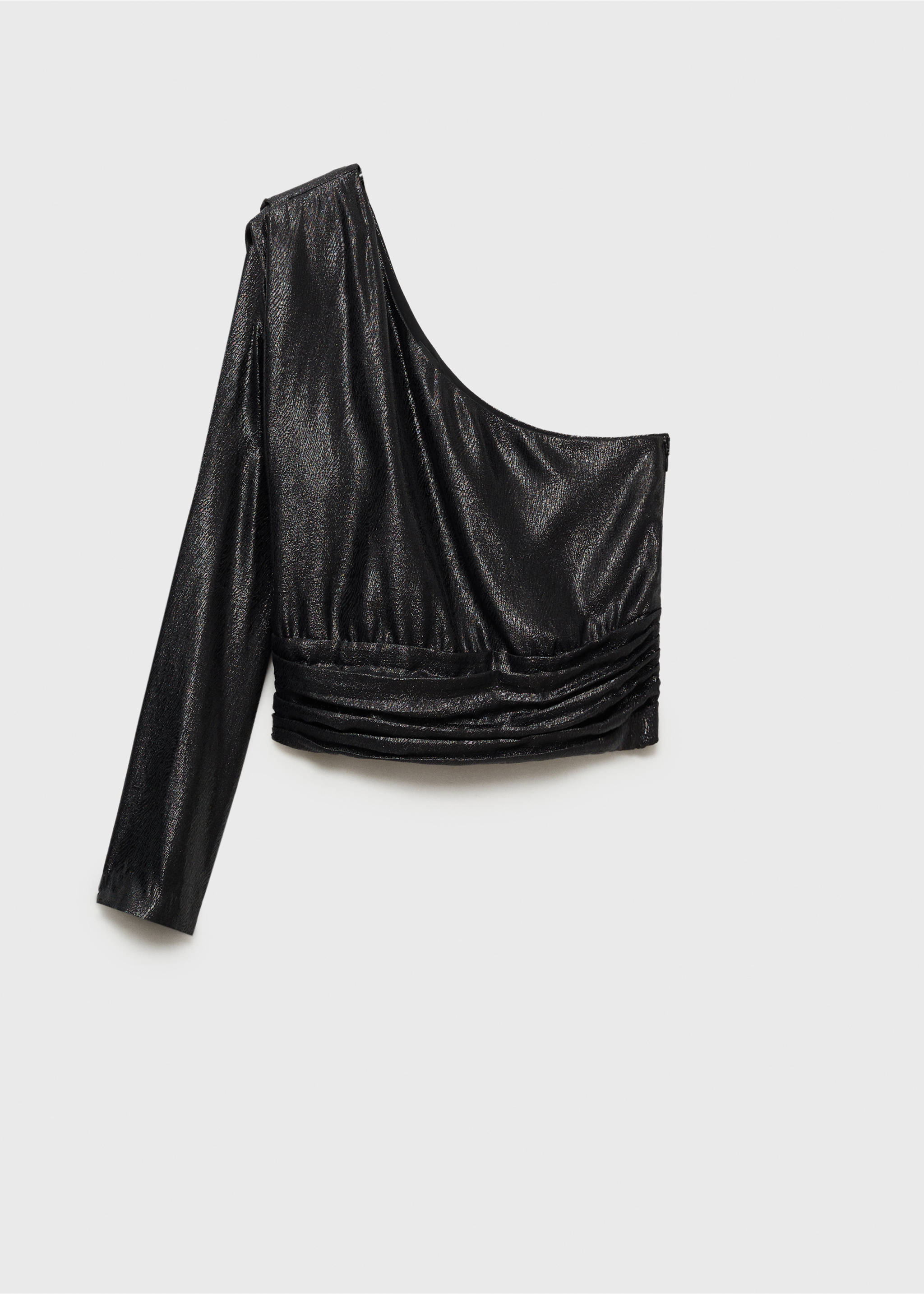 Asymmetrical puff sleeve blouse - Article without model, Black. Ref: 77088266-00.