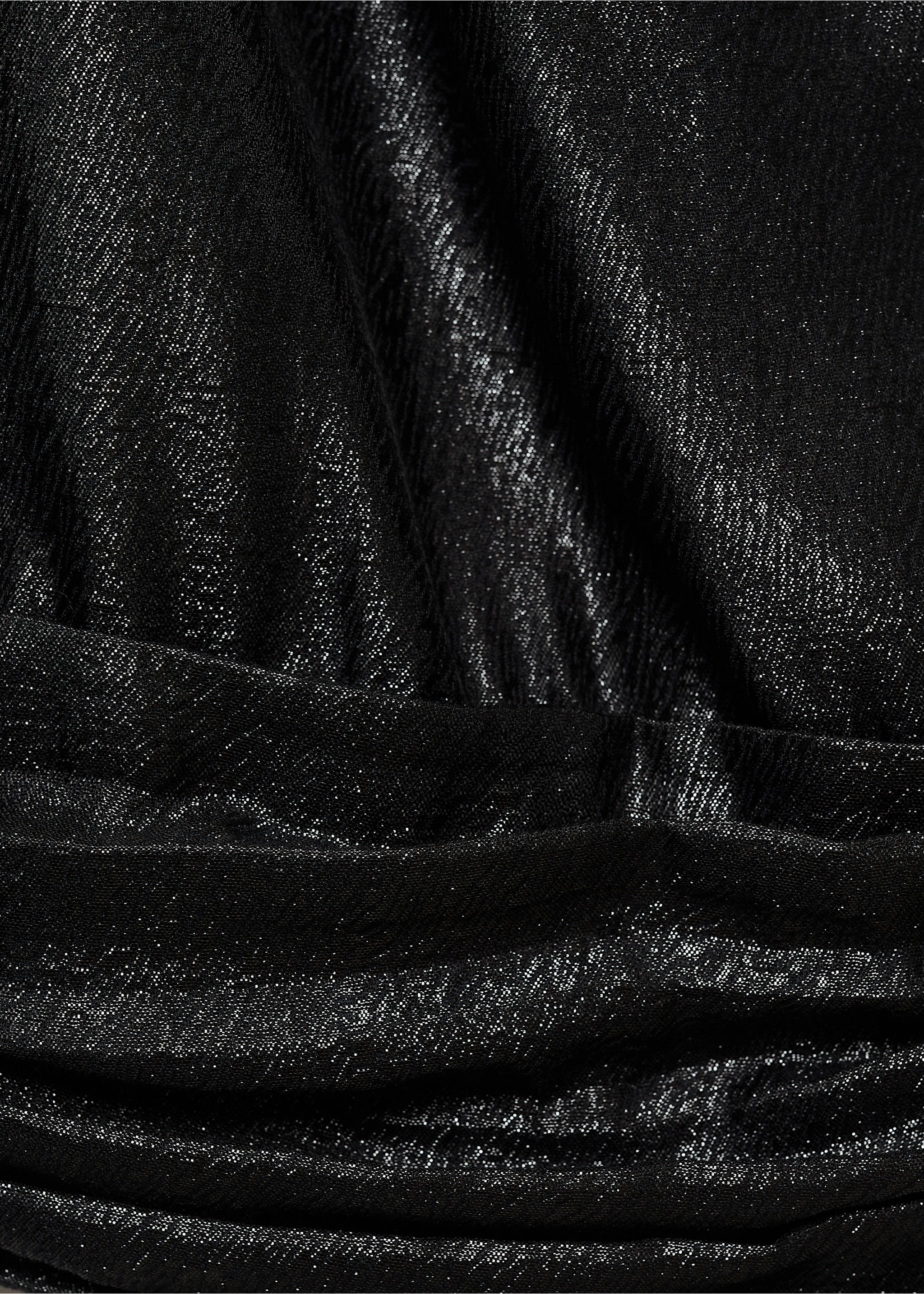 Asymmetrical puff sleeve blouse - Details of the article 8, Black. Ref: 77088266-00.