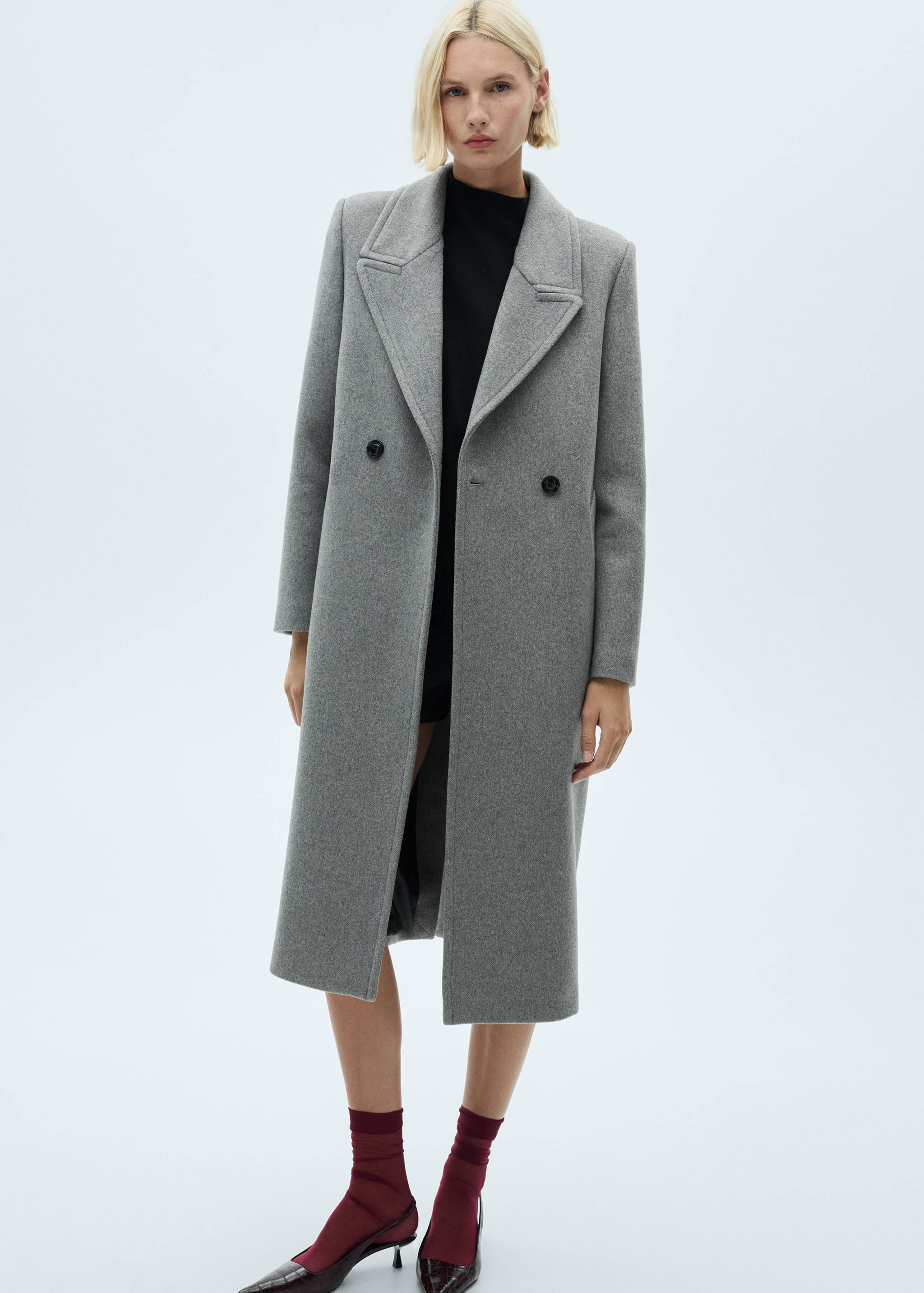 Wool coat with lapels - Medium plane