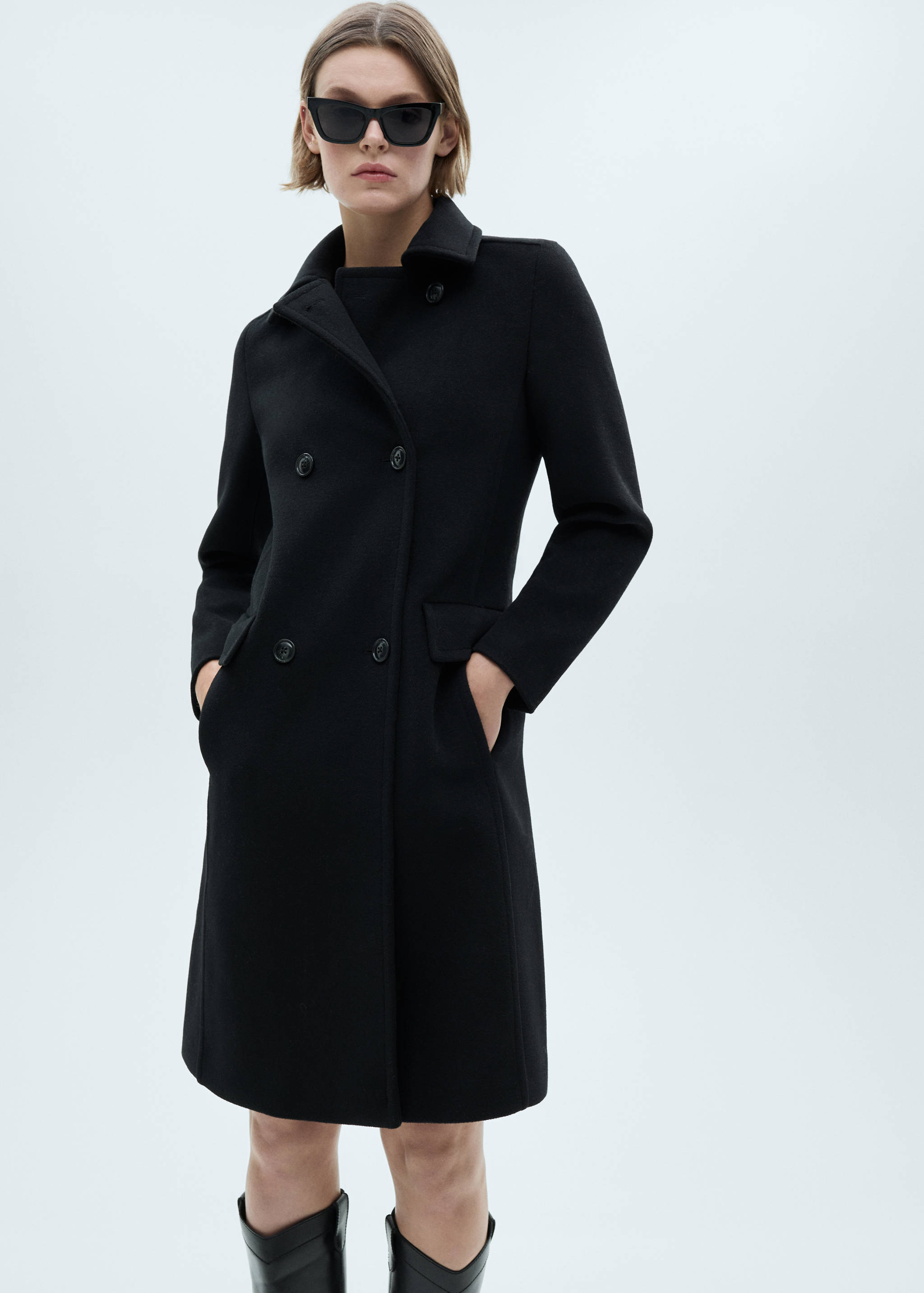 Double-breasted wool blend coat - Medium plane
