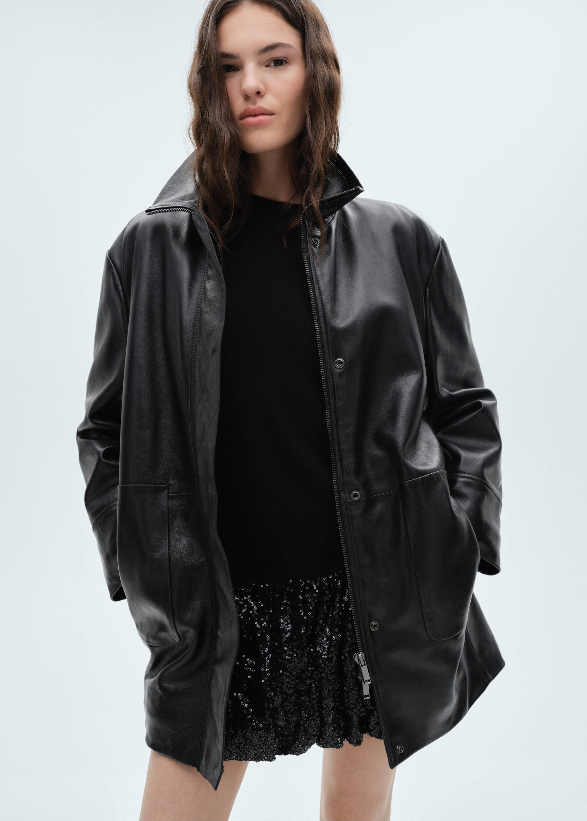 Minifalda globo lentejuelas - Detalle del artículo 2, Negro. Ref: 77088269-00.