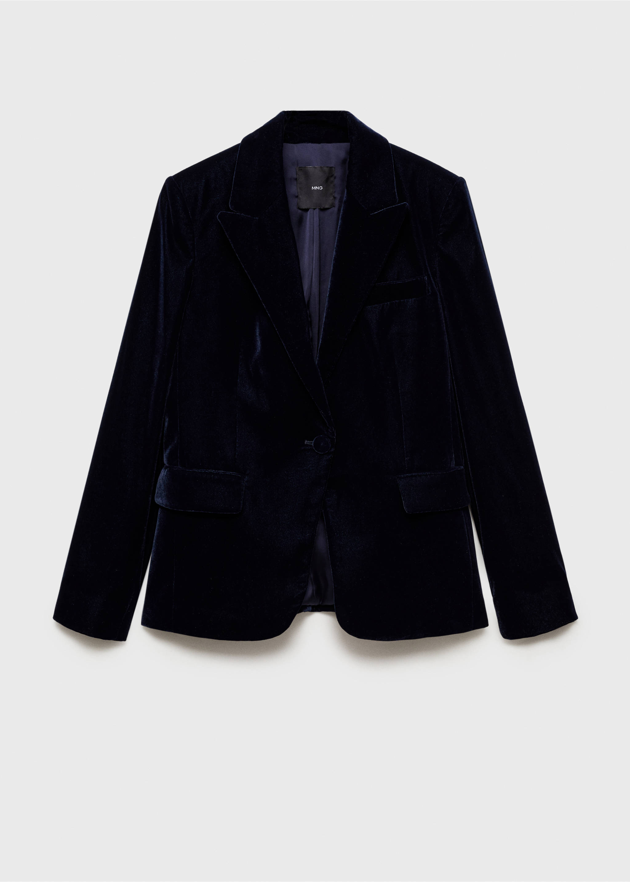 Structured velvet blazer - Article without model, Night Blue. Ref: 77088273-00.