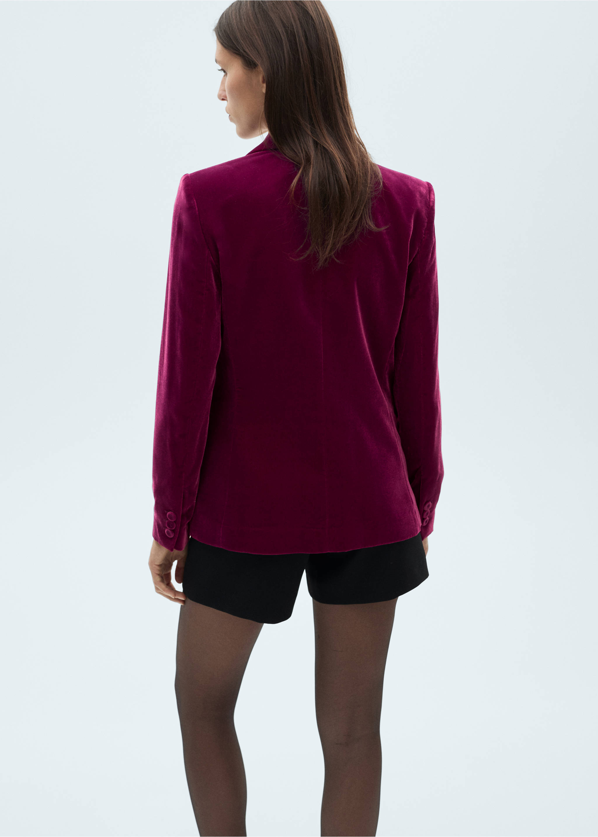 Structured velvet blazer - Reverse of the article, Fuchsia. Ref: 77088273-00.