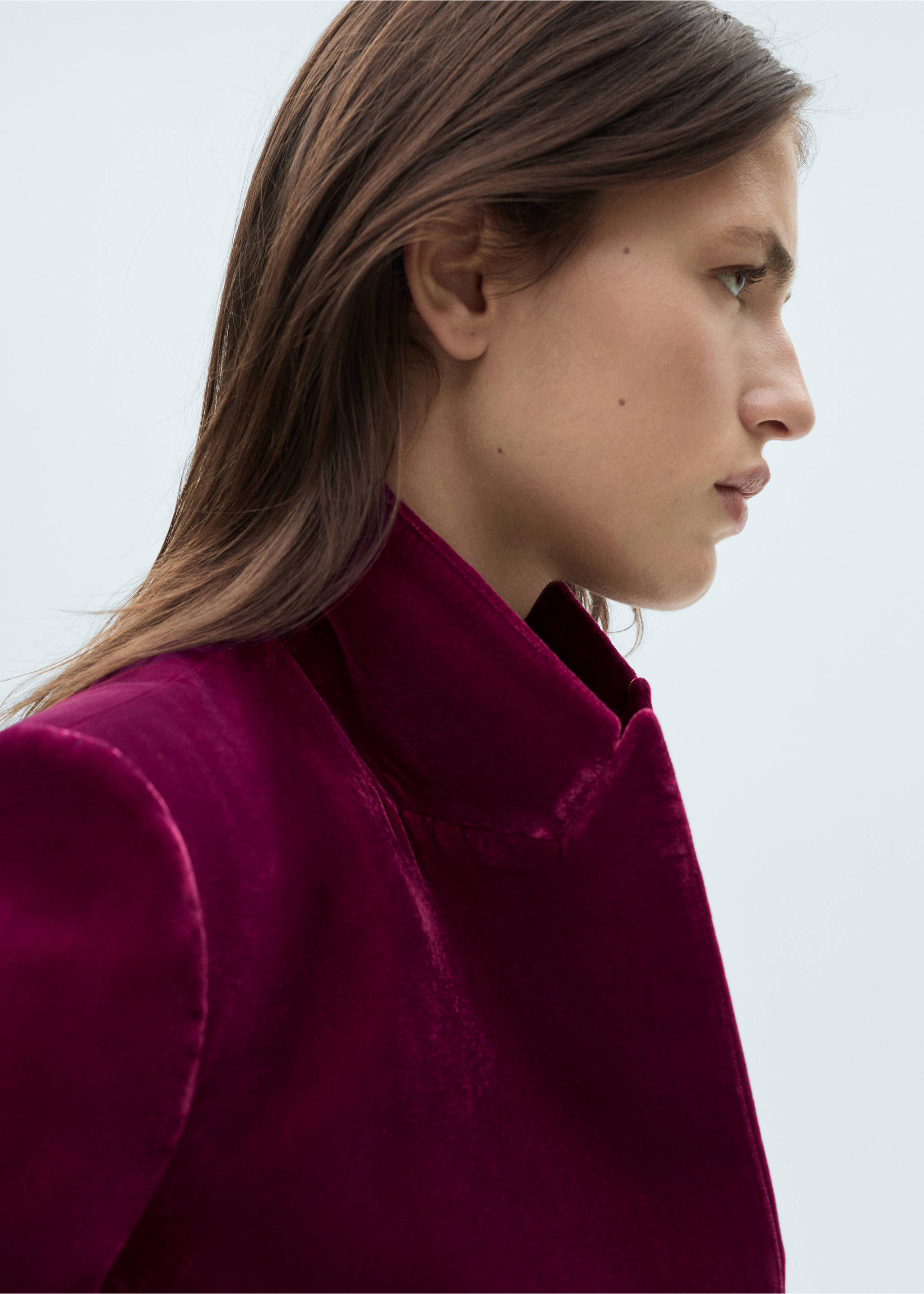 Structured velvet blazer - Details of the article 1, Fuchsia. Ref: 77088273-00.