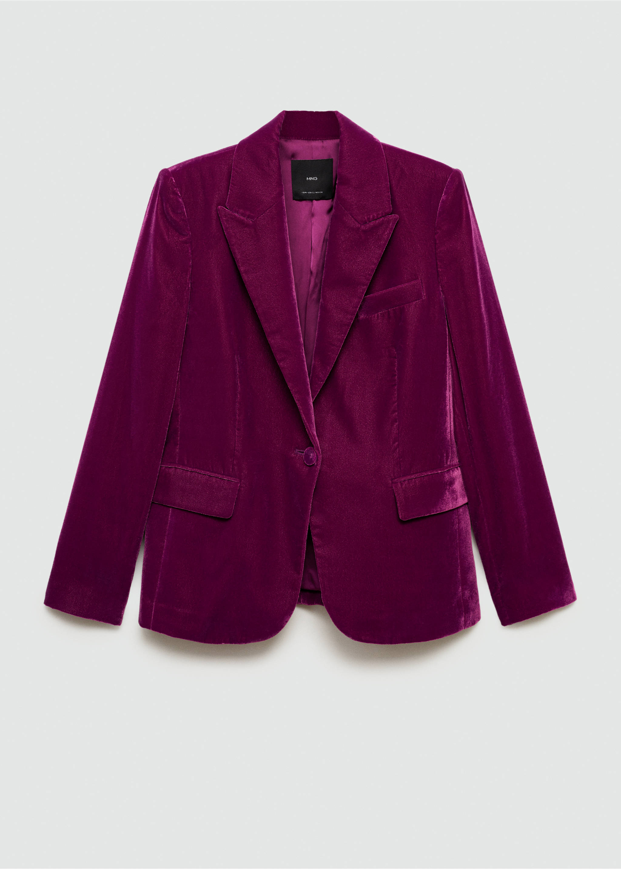 Structured velvet blazer - Article without model, Fuchsia. Ref: 77088273-00.