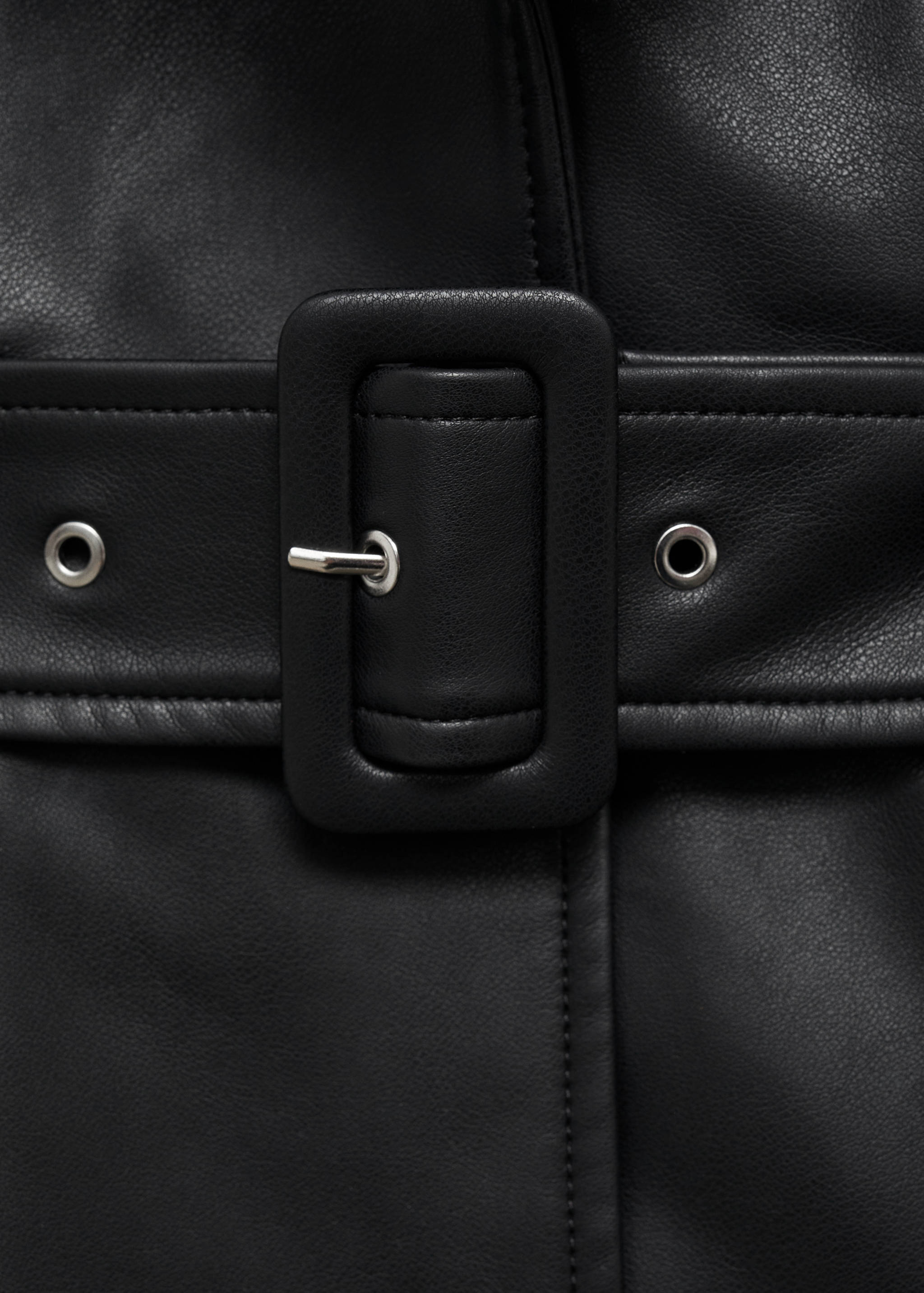 Faux-leather coat with fur-effect trim - Details of the article 0