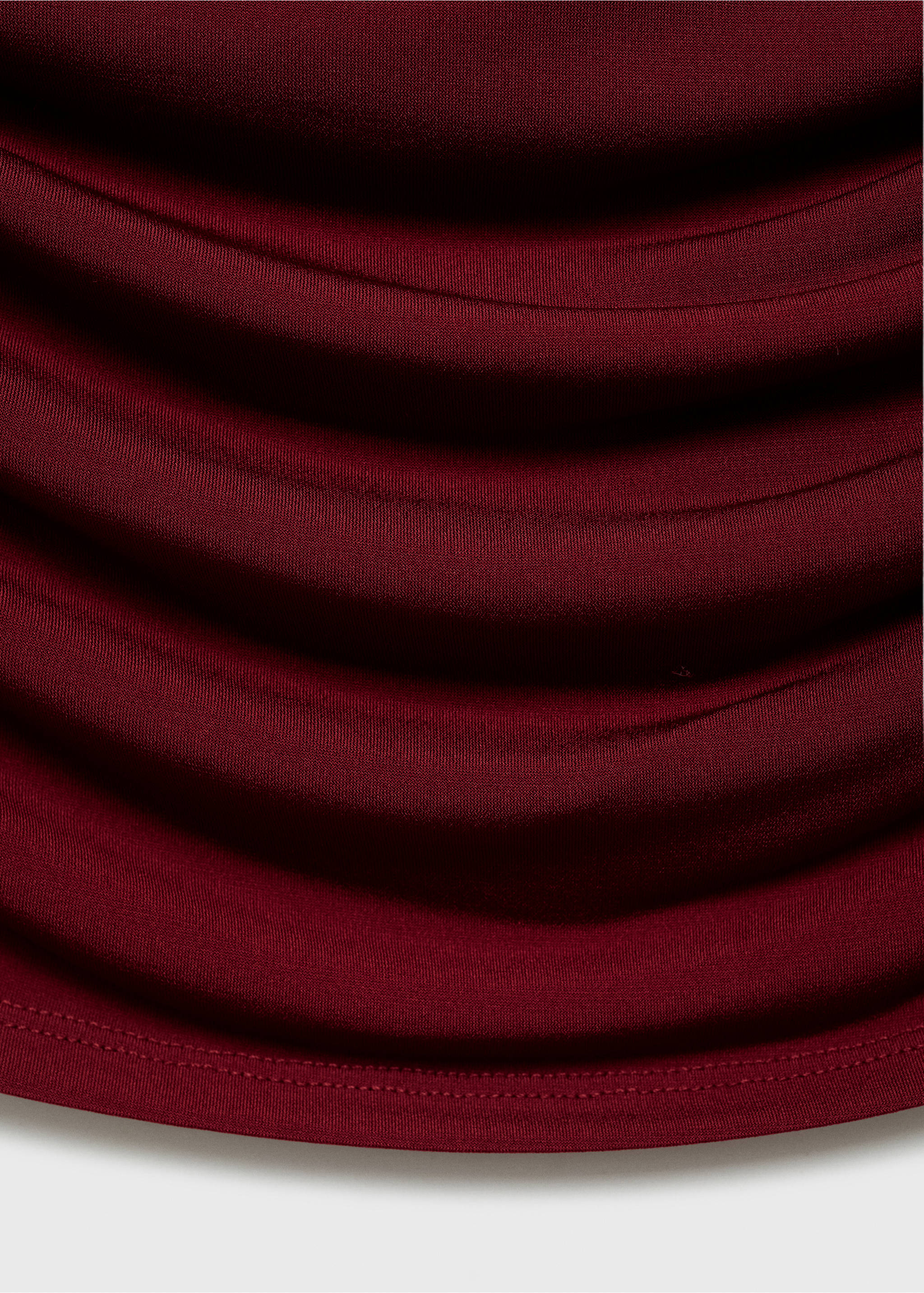 Asymmetrical gathered t-shirt - Details of the article 0, Burgundy. Ref: 77088283-00.