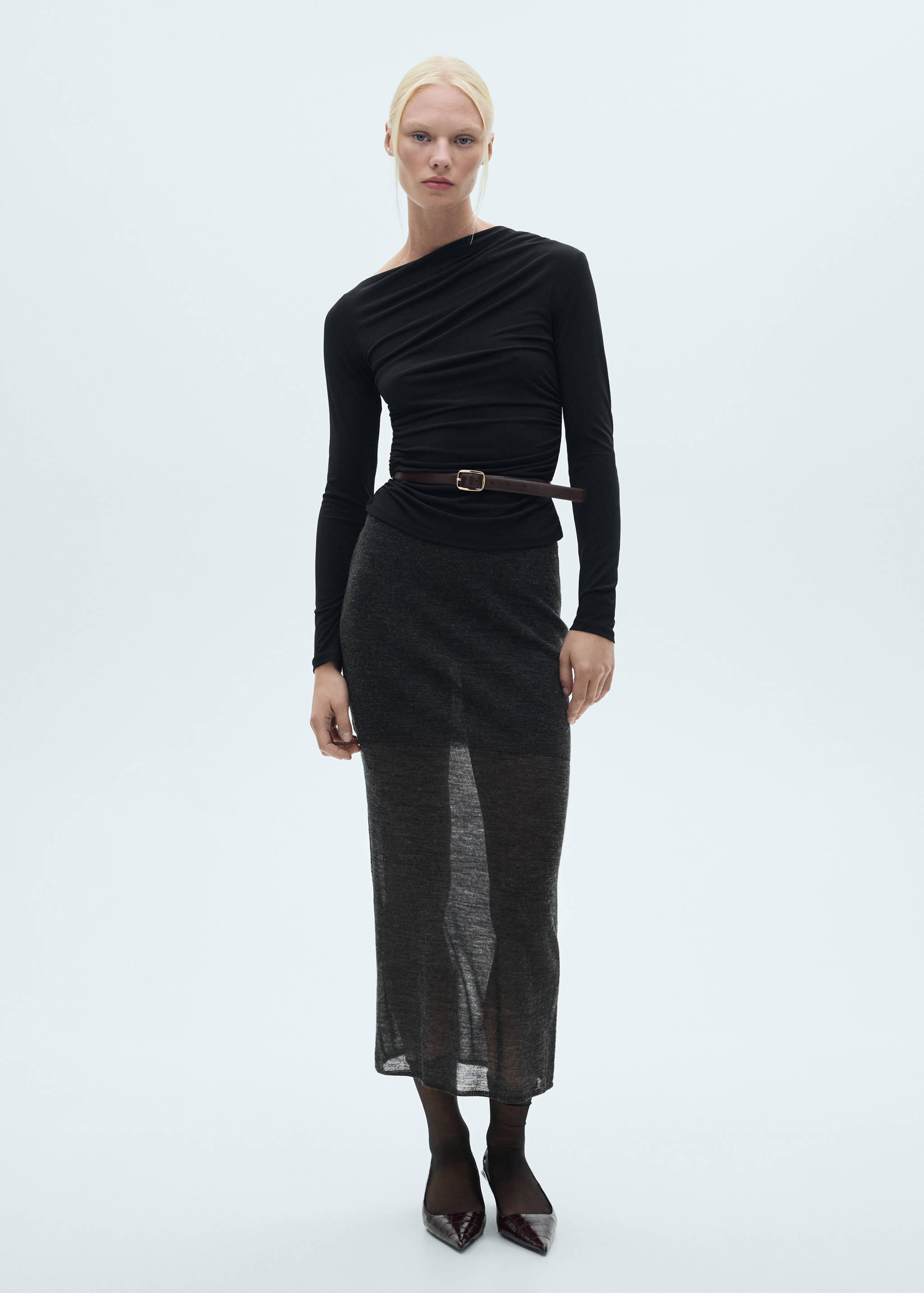 Asymmetrical gathered t-shirt - General plane