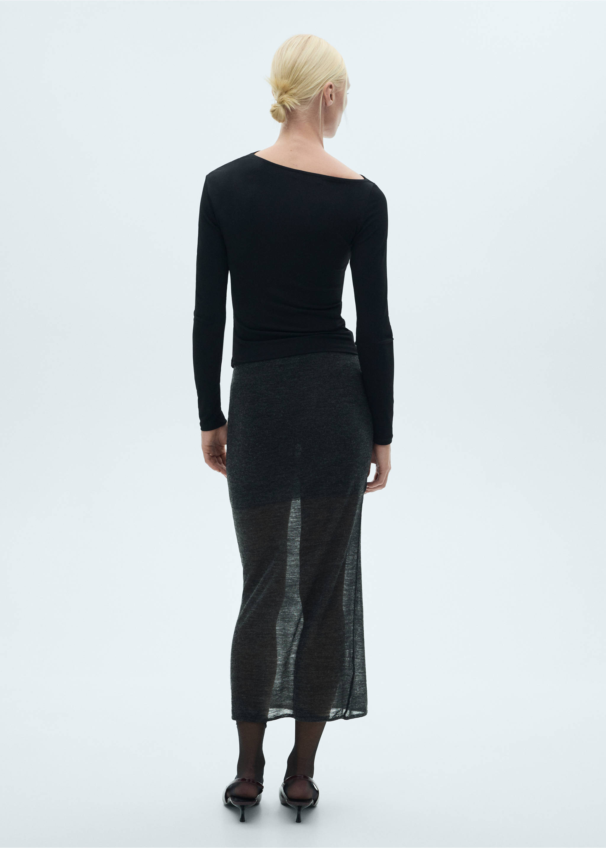 Asymmetrical gathered t-shirt - Reverse of the article, Black. Ref: 77088283-00.