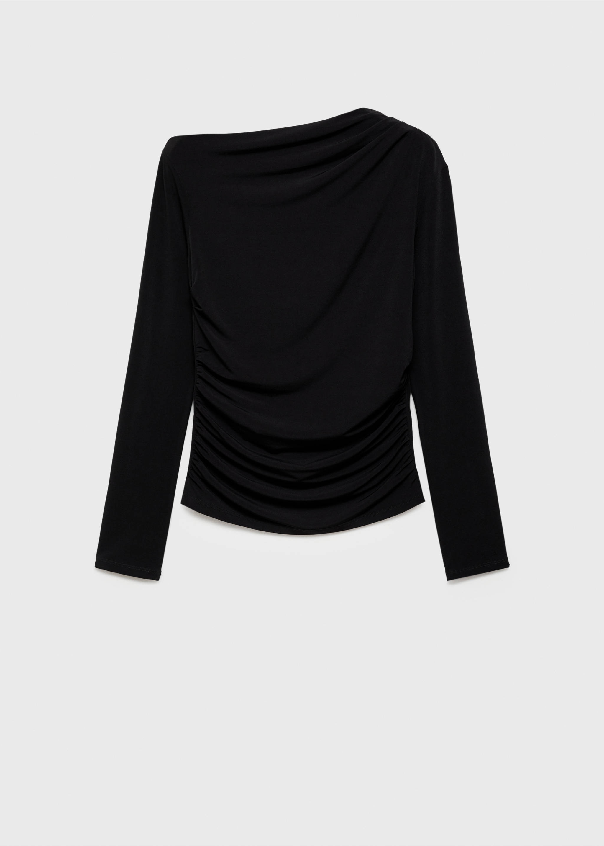 Asymmetrical gathered t-shirt - Article without model, Black. Ref: 77088283-00.