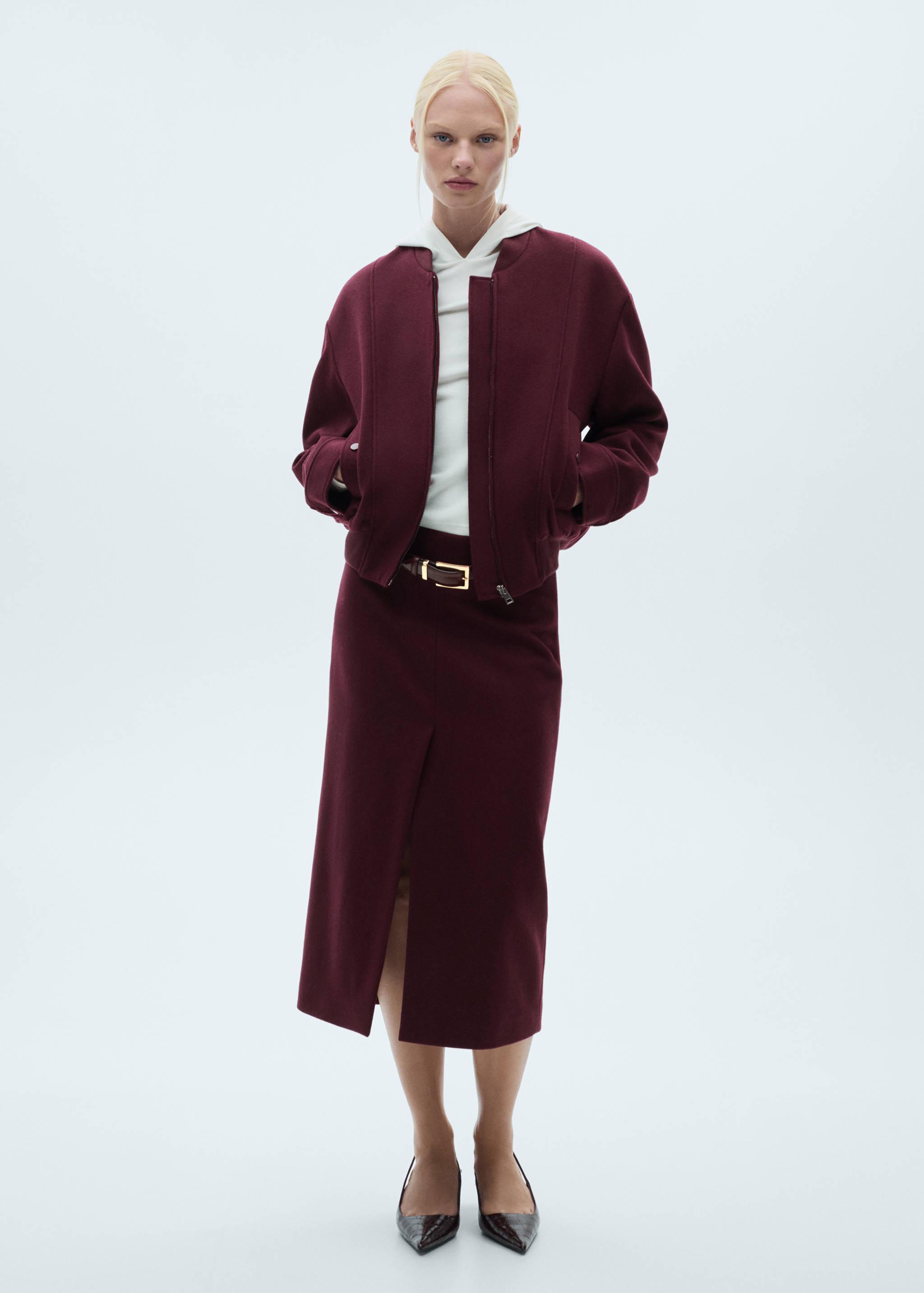 Wool bomber jacket with pockets - General plane