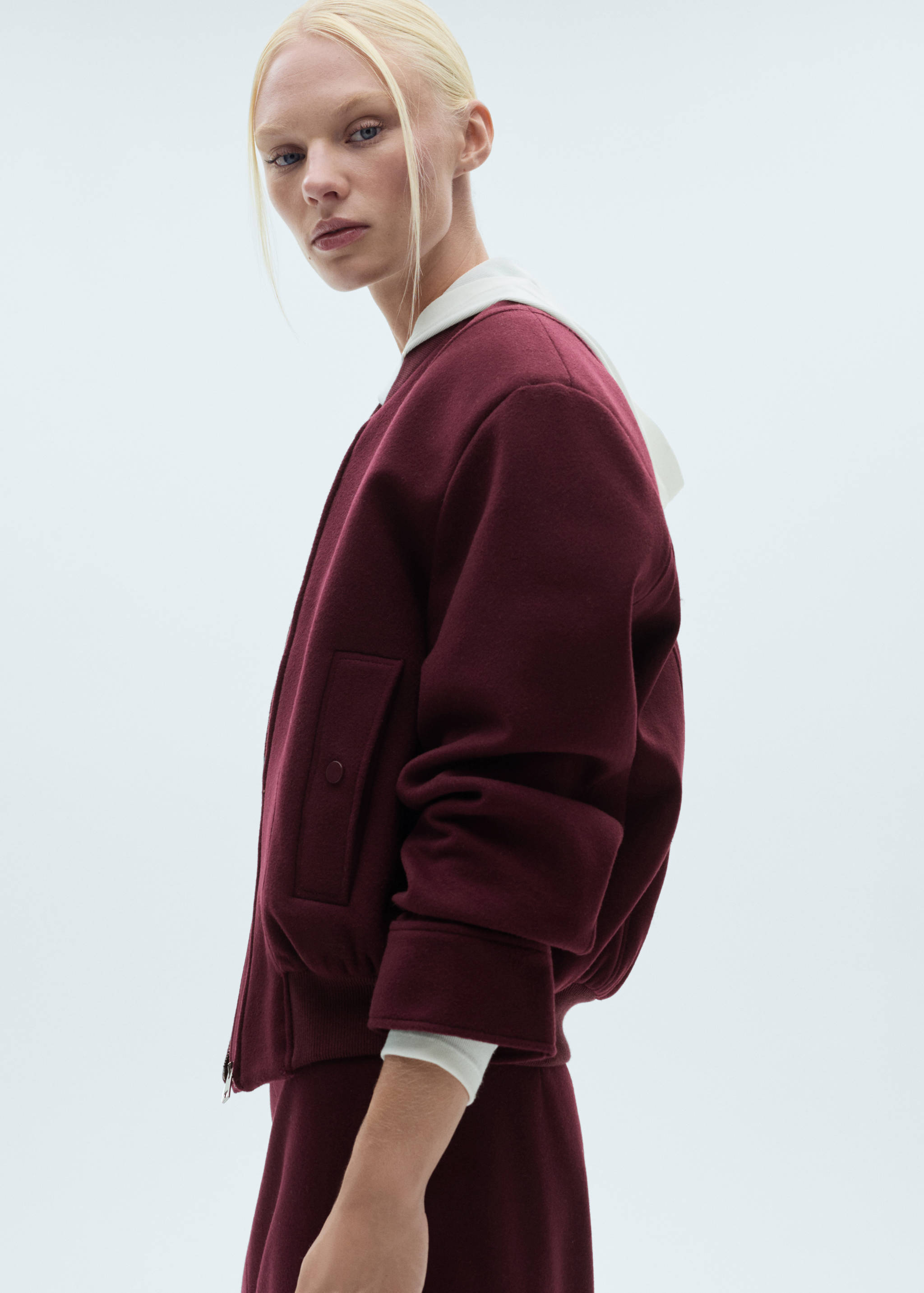 Wool bomber jacket with pockets - Medium plane