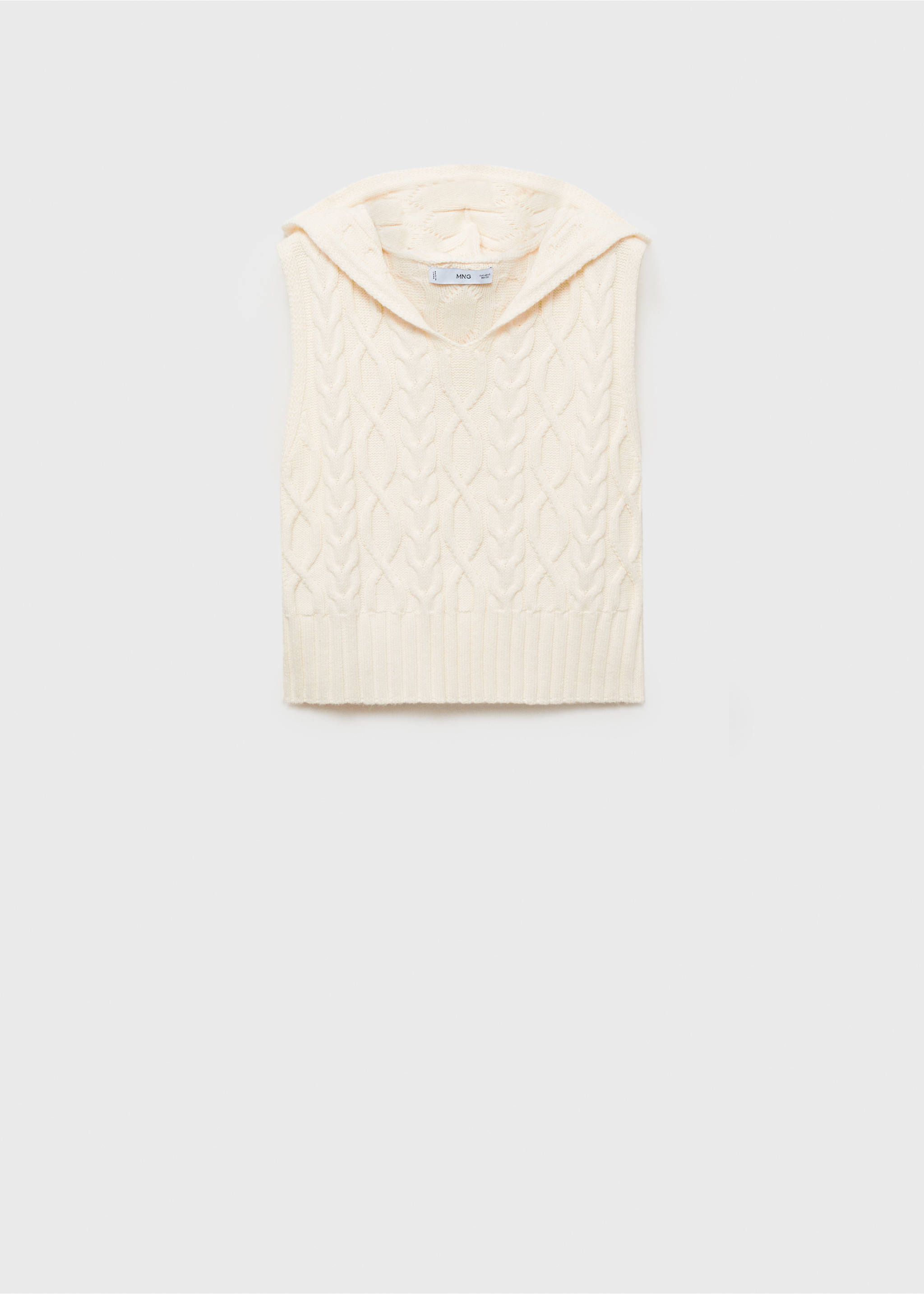 Gilet maille torsadée capuche - Article sans modèle, Écru. Ref: 77088634-00.