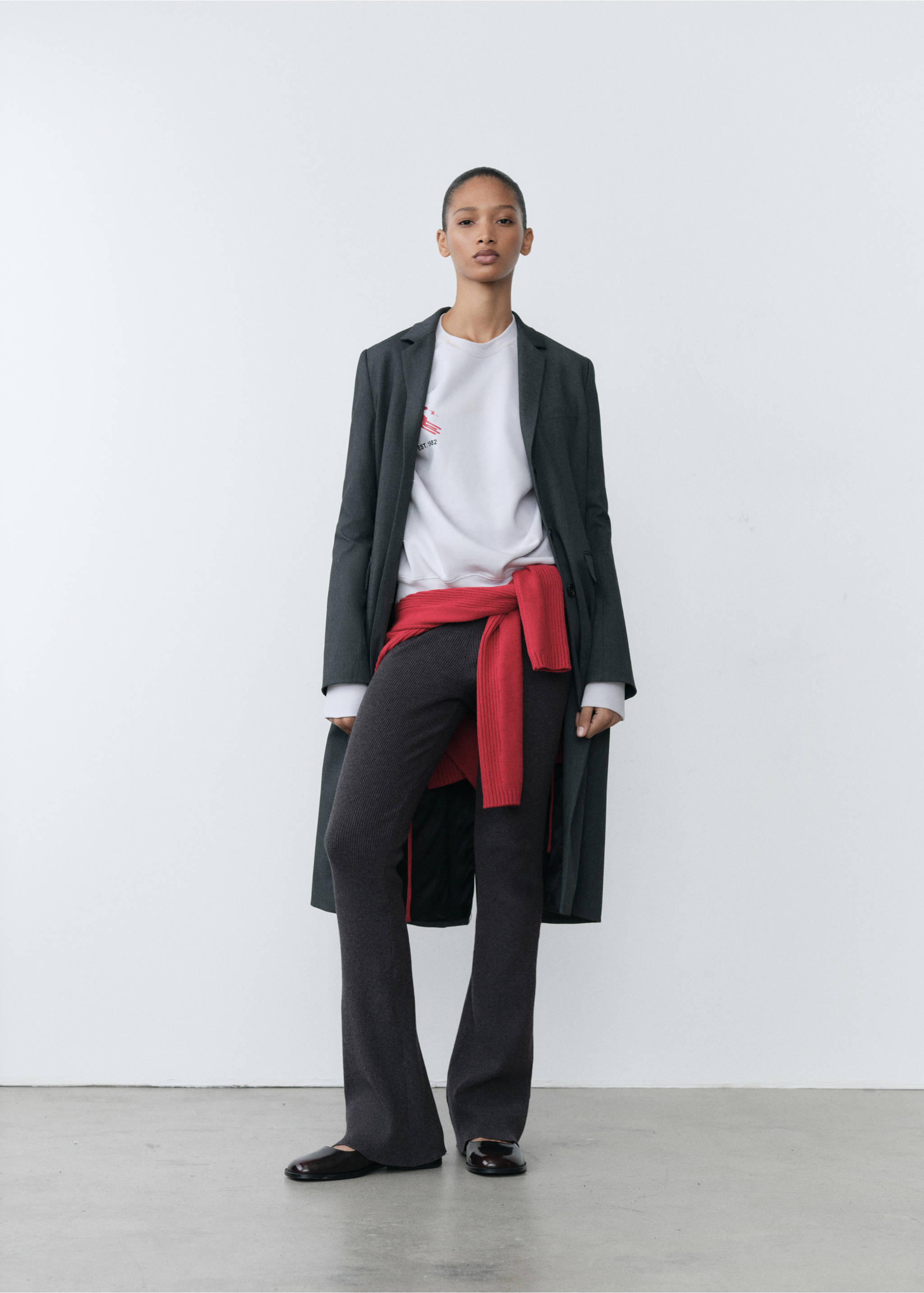 Trousers with knitted waistband - General plane, Grey. Ref: 77088636-00.