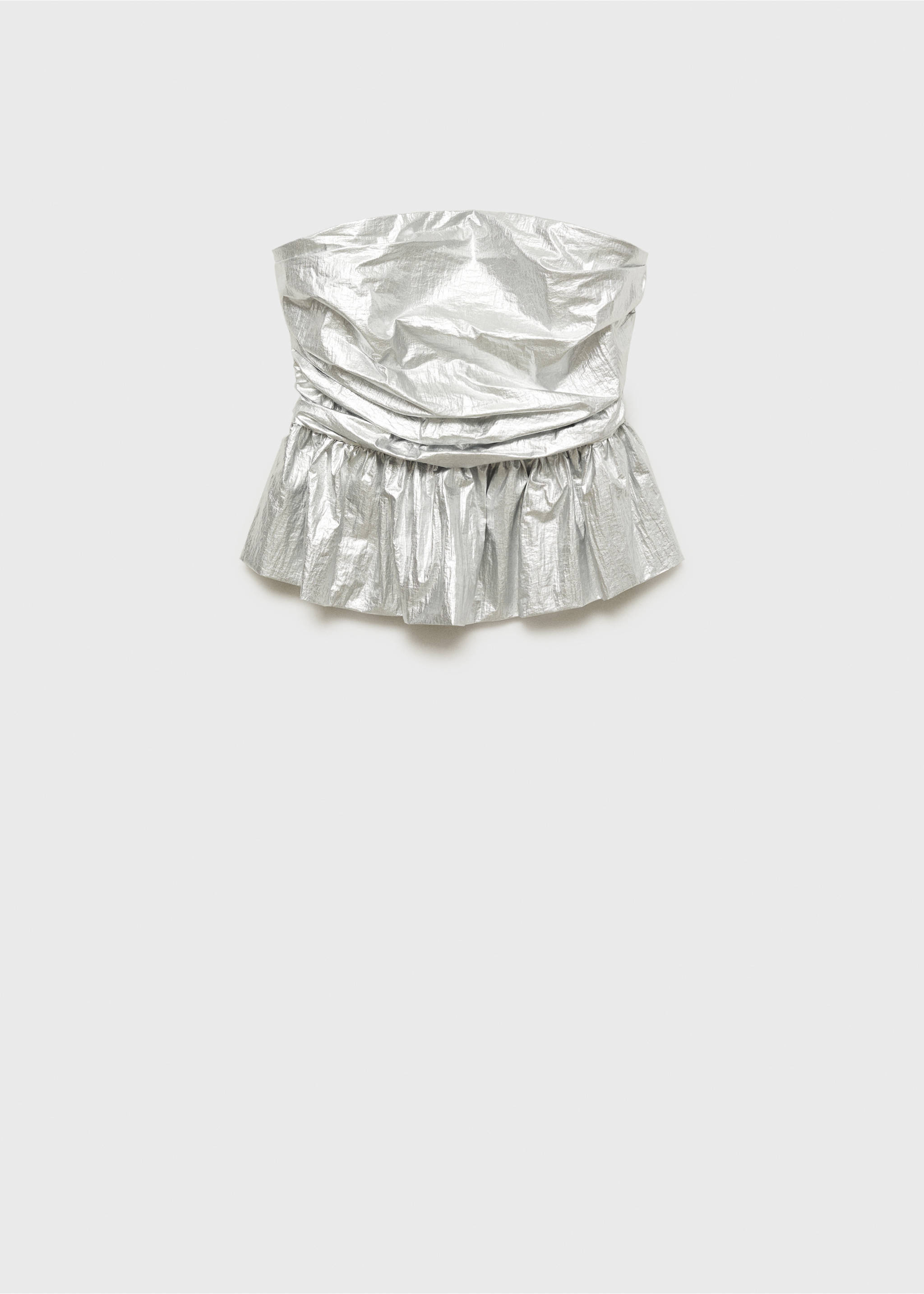 Metallic peplum top - Article without model, Silver. Ref: 77089054-00.