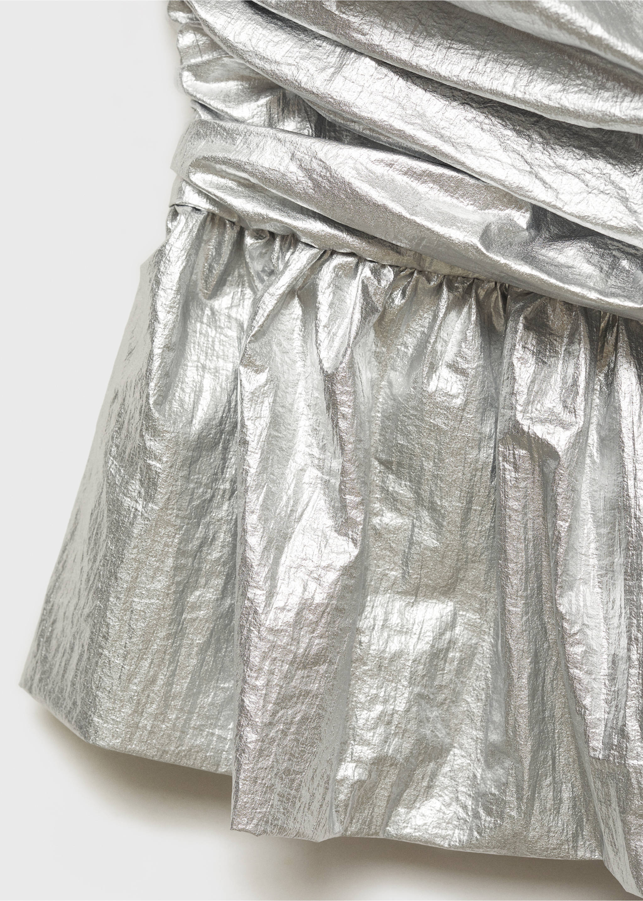 Metallic peplum top - Details of the article 8, Silver. Ref: 77089054-00.
