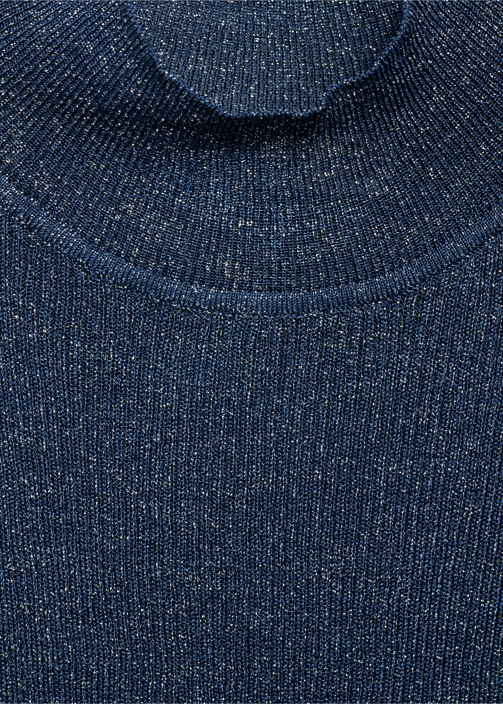 Lurex-Stricktop mit halbhohem Kragen - Detail des Artikels 8, Nachtblau. Ref: 77089055-00.