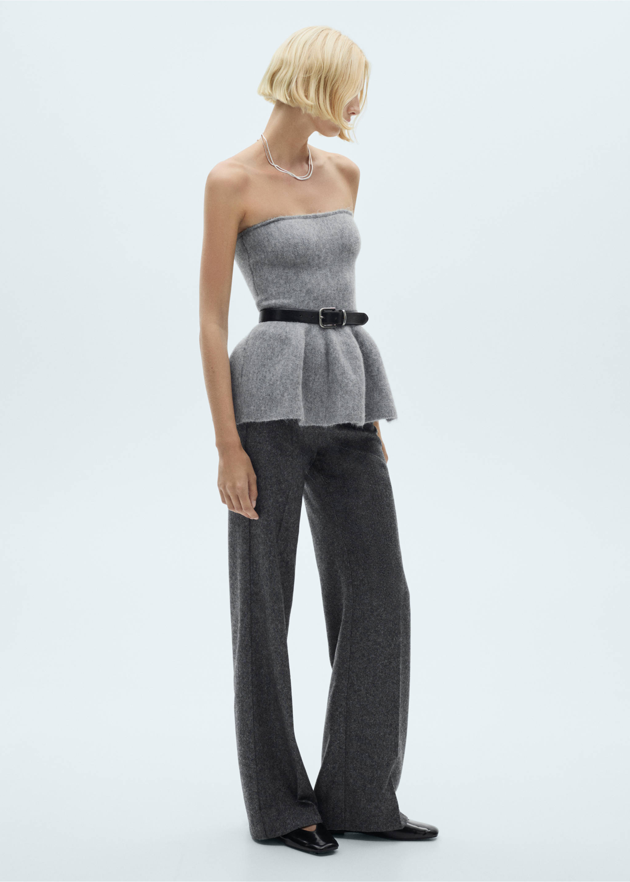 Strapless peplum top - General plane, Grey. Ref: 77089056-00.