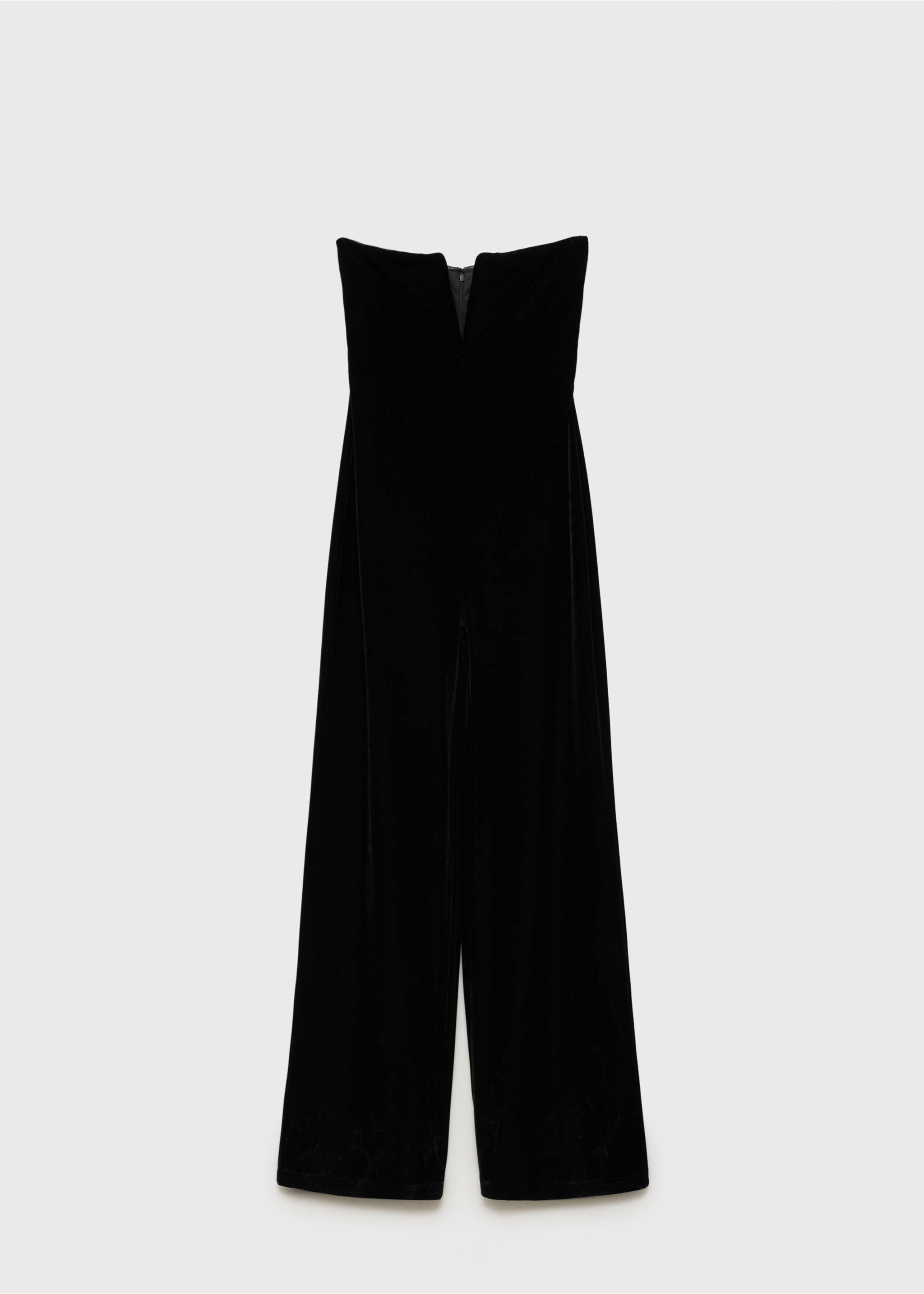 Strapless velvet jumpsuit - Article without model, Black. Ref: 77089061-00.