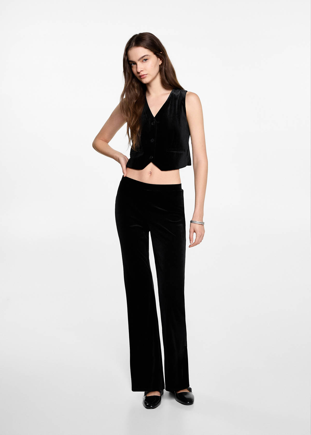 Cropped velvet waistcoat