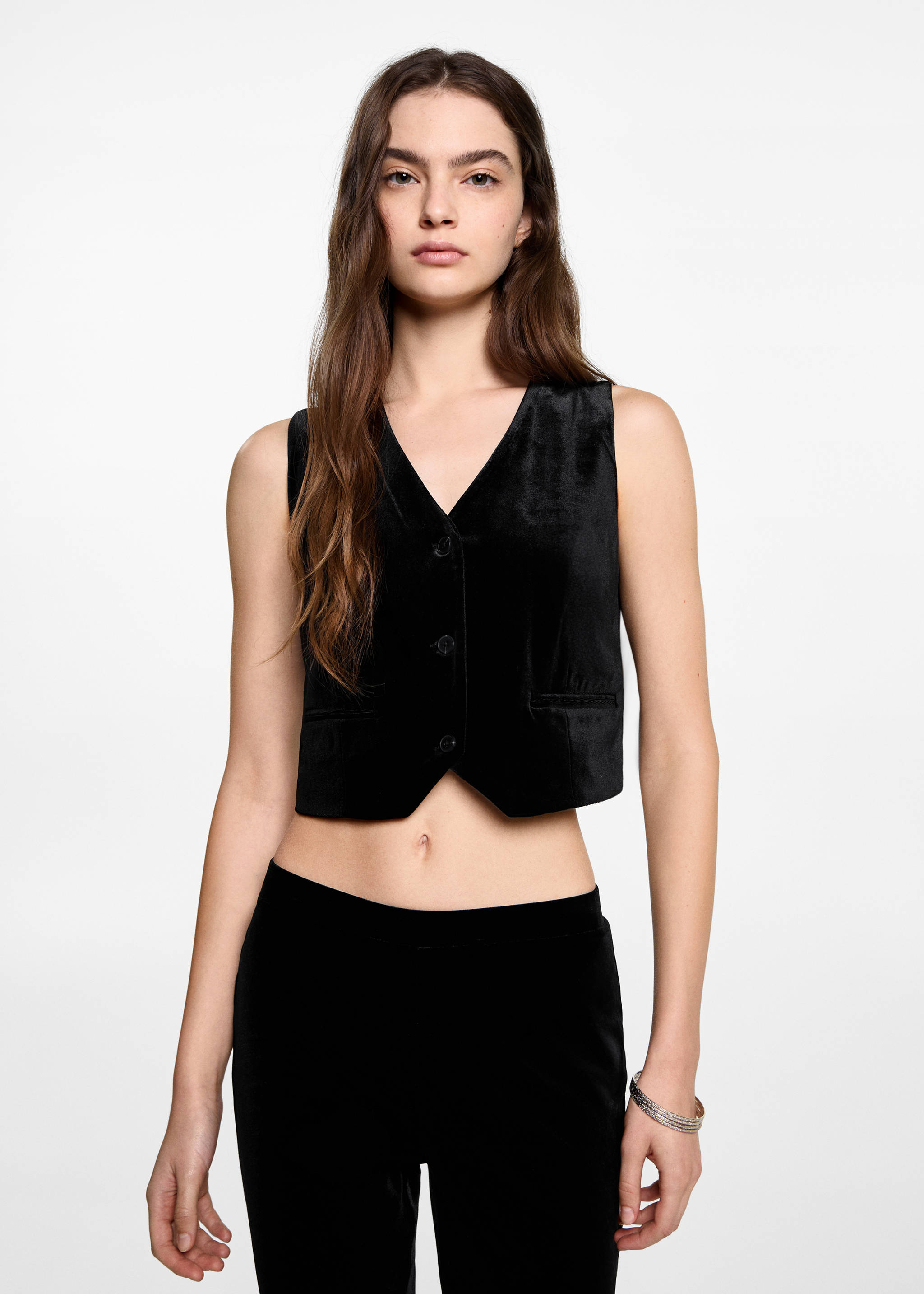 Cropped velvet vest - Medium plane