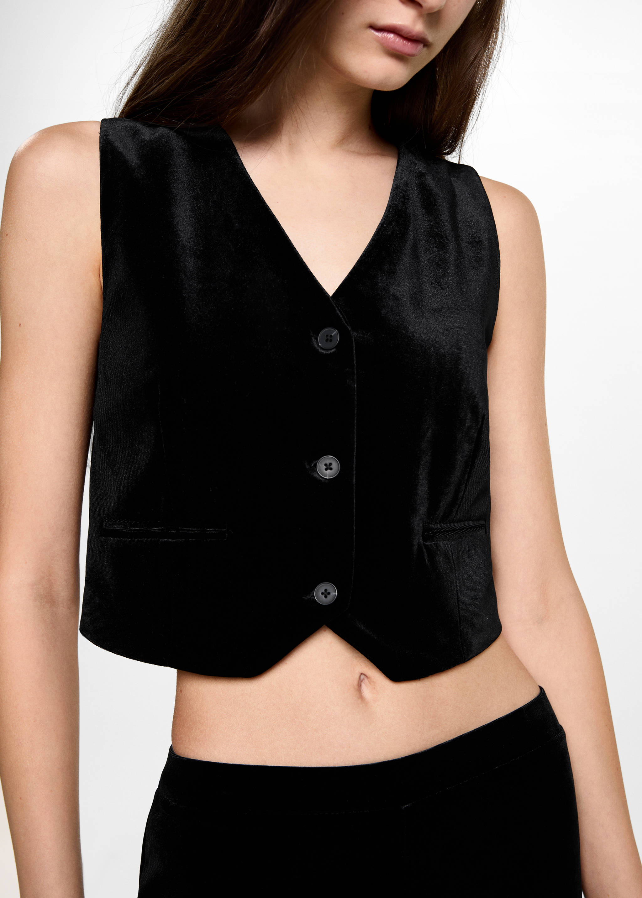 Cropped velvet vest - Details of the article 6
