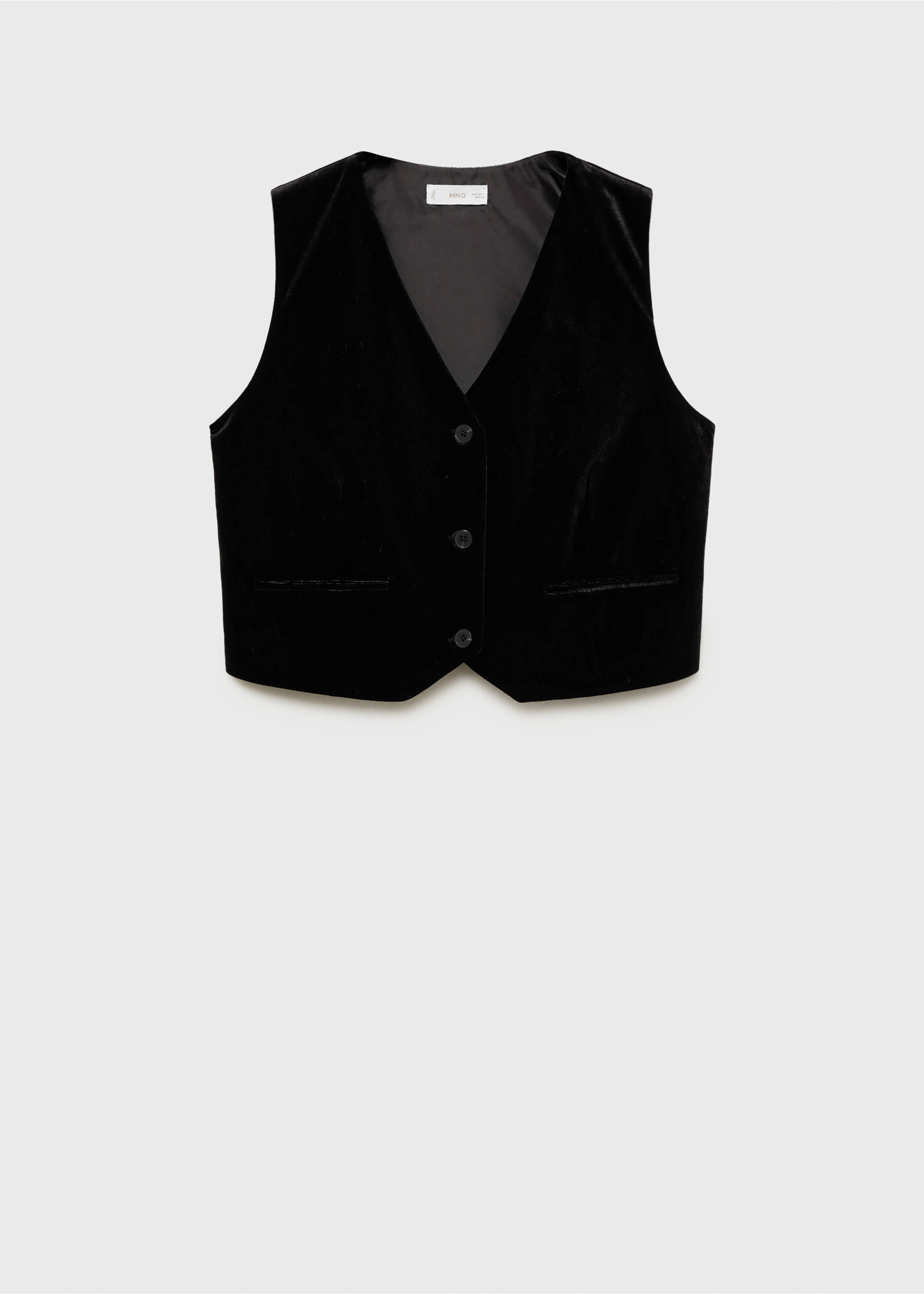 Krótka kamizelka z aksamitu - Artykuł bez modela/modelki, Czarny. Ref: 77089065-00.