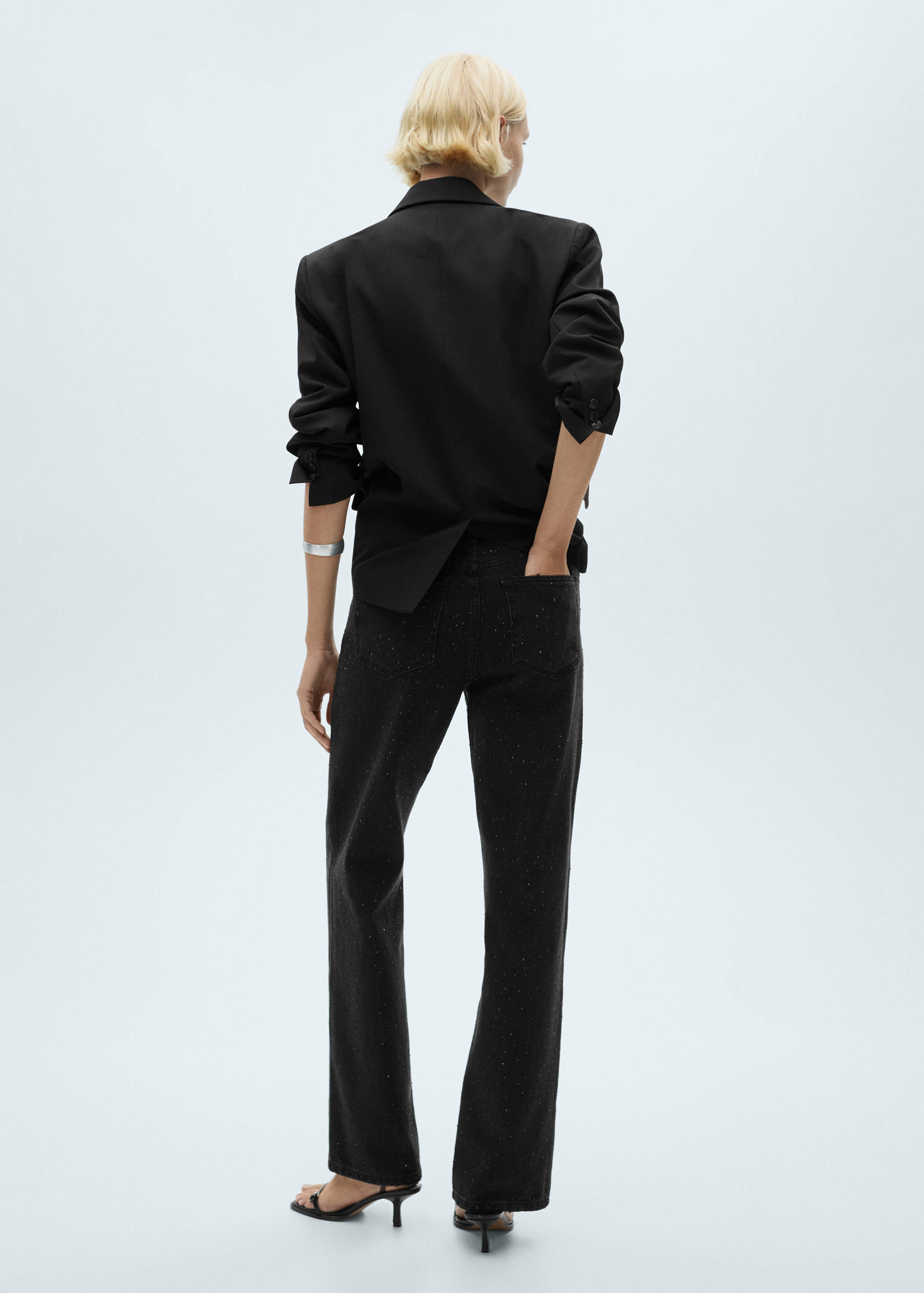 Jeans rectos detalle strass - Reverso del artículo