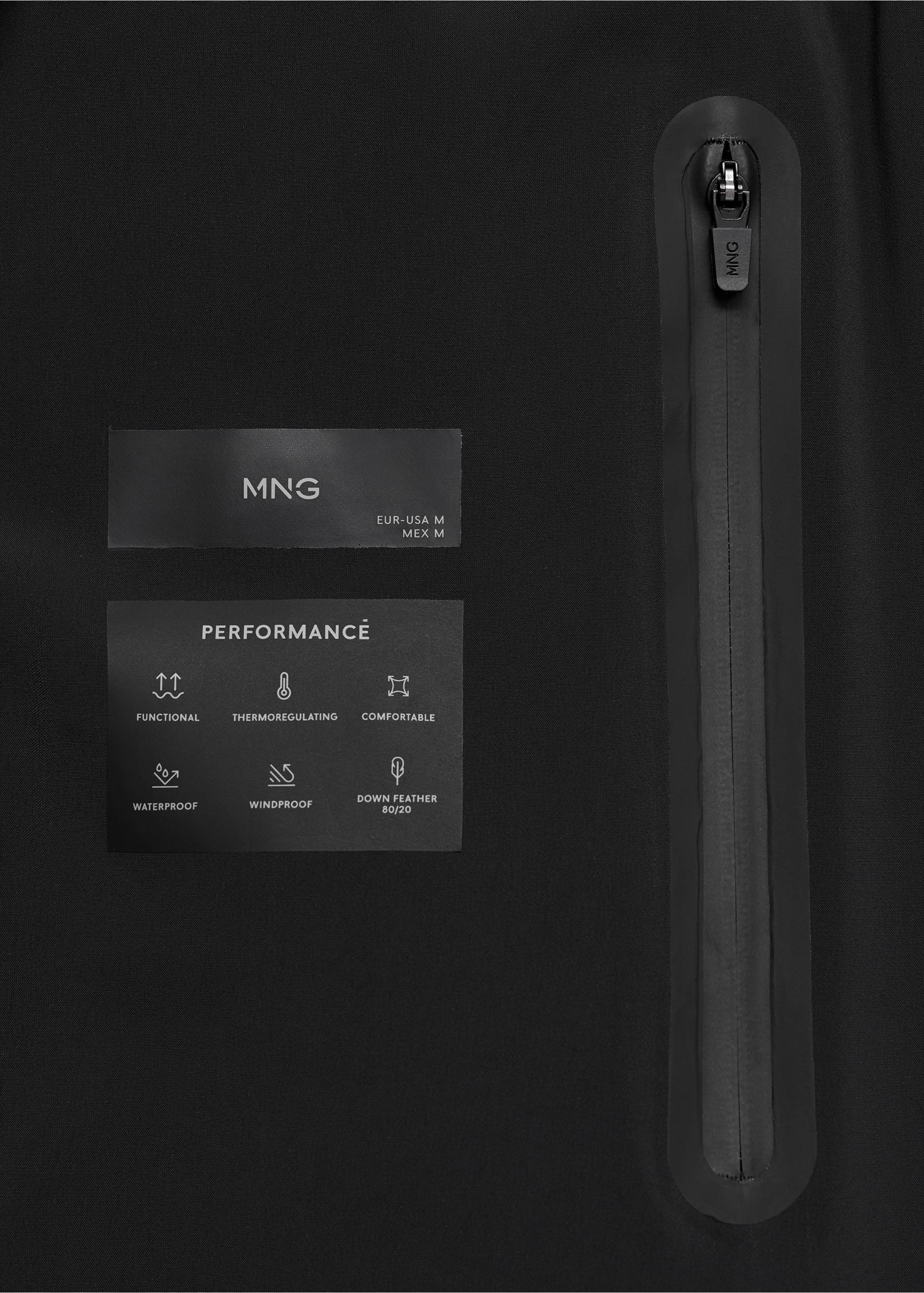 Long waterproof anorak with down and feather filling - Details of the article 0, Black. Ref: 77089226-00.