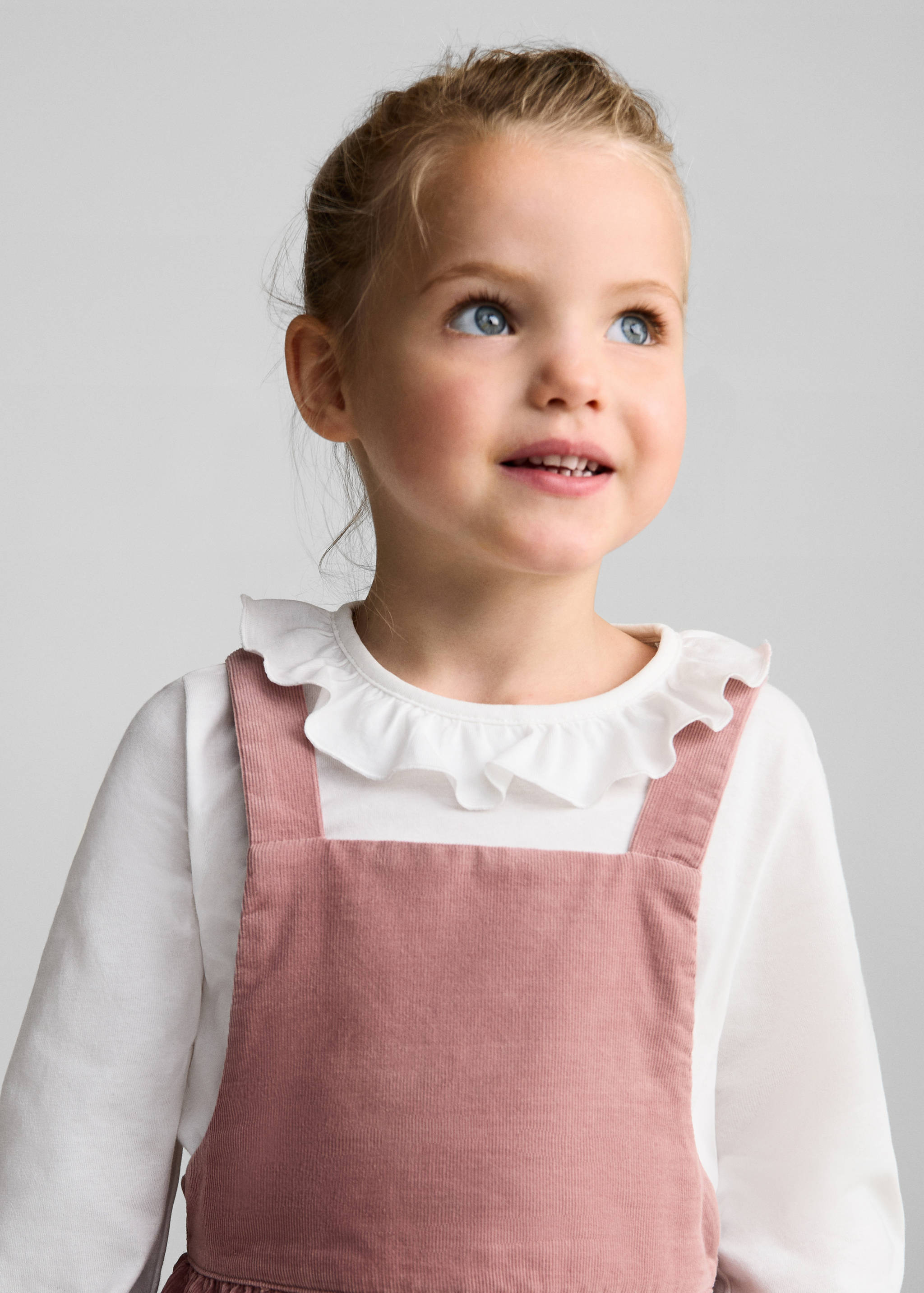 Buttoned micro-corduroy pinafore dress - Details of the article 1