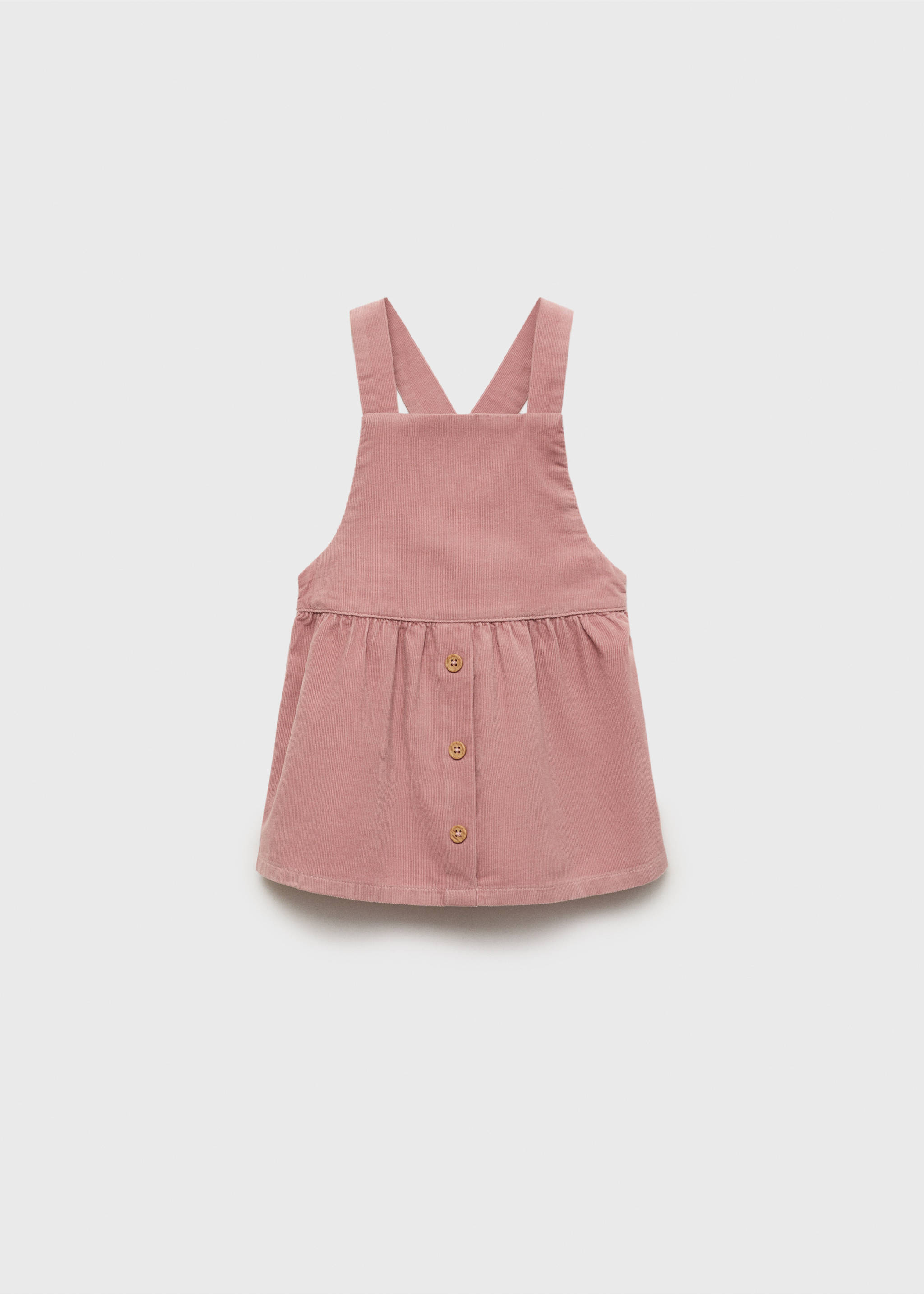 Buttoned micro-corduroy pinafore dress - Article without model, Pink. Ref: 77089234-00.