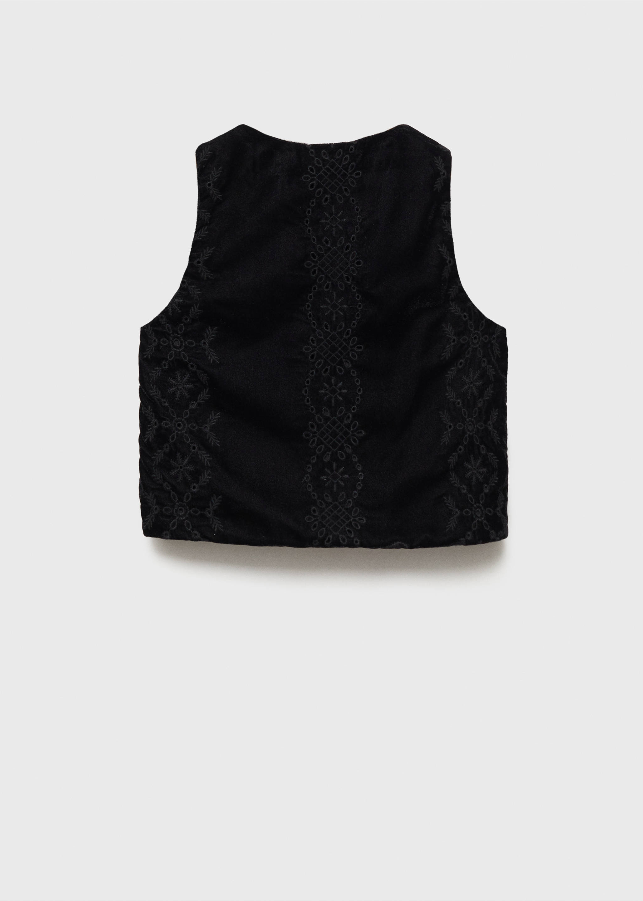 Bestickte Samtweste - Rückseite des Artikels, Schwarz. Ref: 77089238-00.