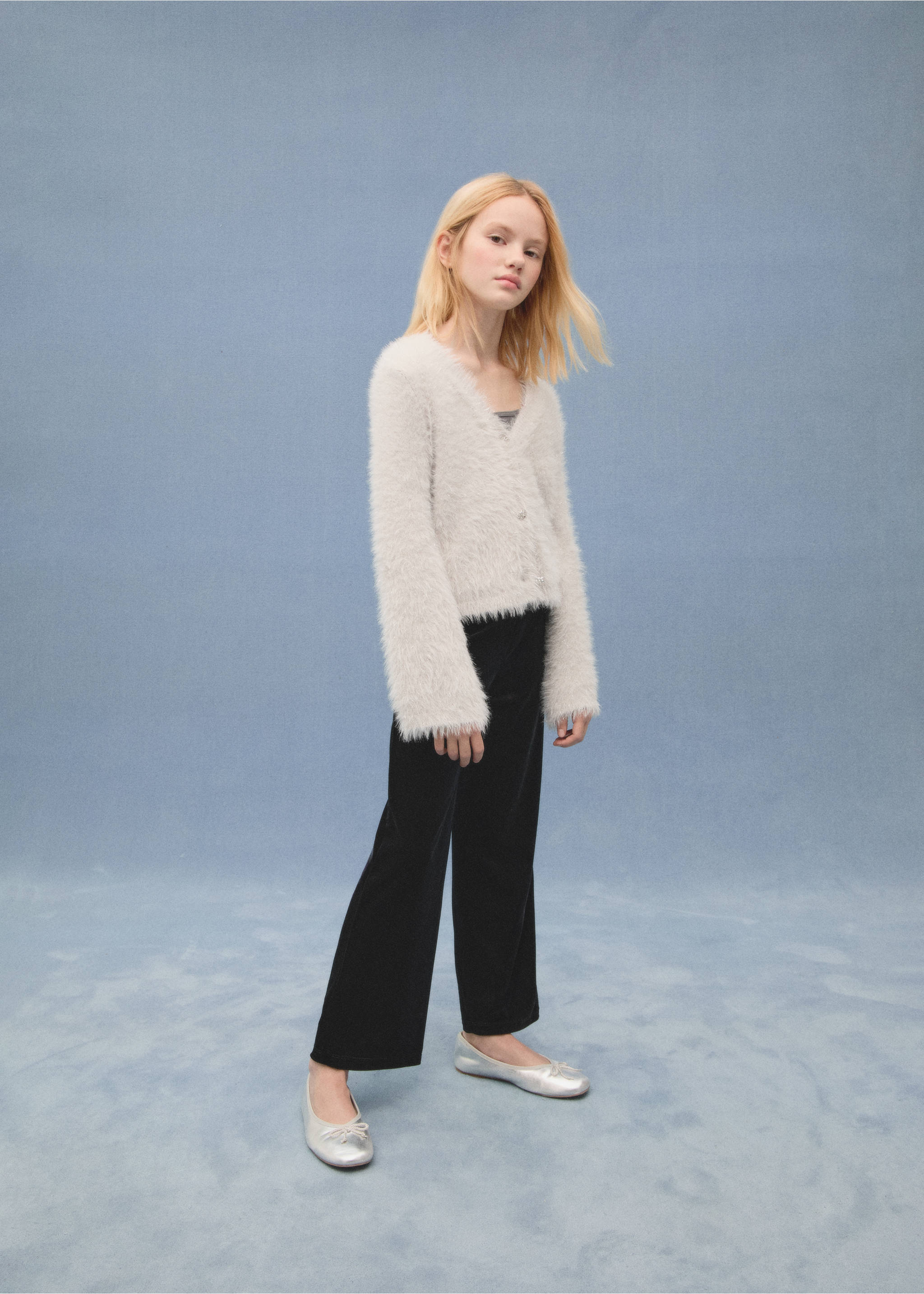 Buttoned faux-fur cardigan - Details of the article 3, Light/Pastel Grey. Ref: 77089239-00.