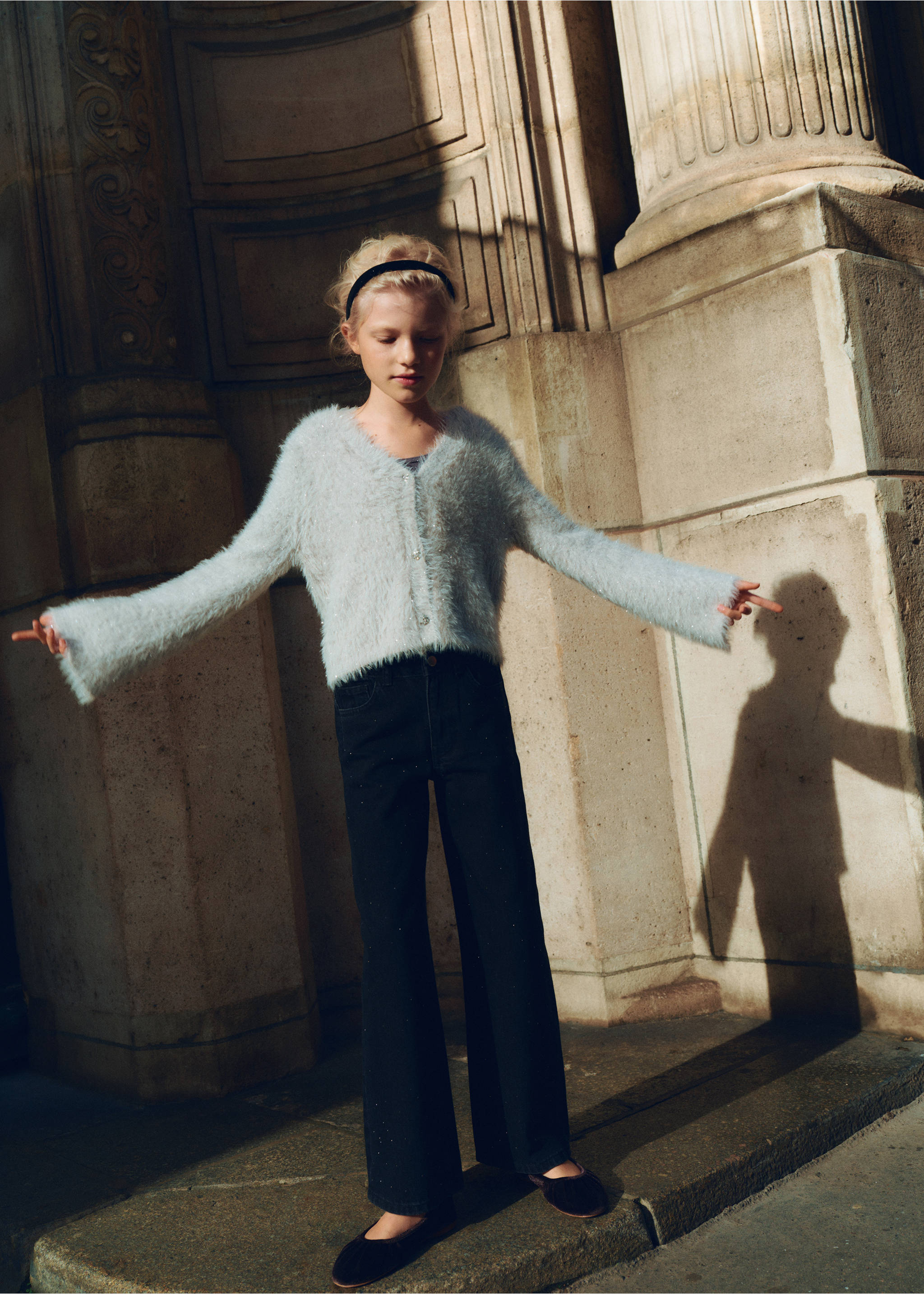 Buttoned faux-fur cardigan - Details of the article 5, Light/Pastel Grey. Ref: 77089239-00.