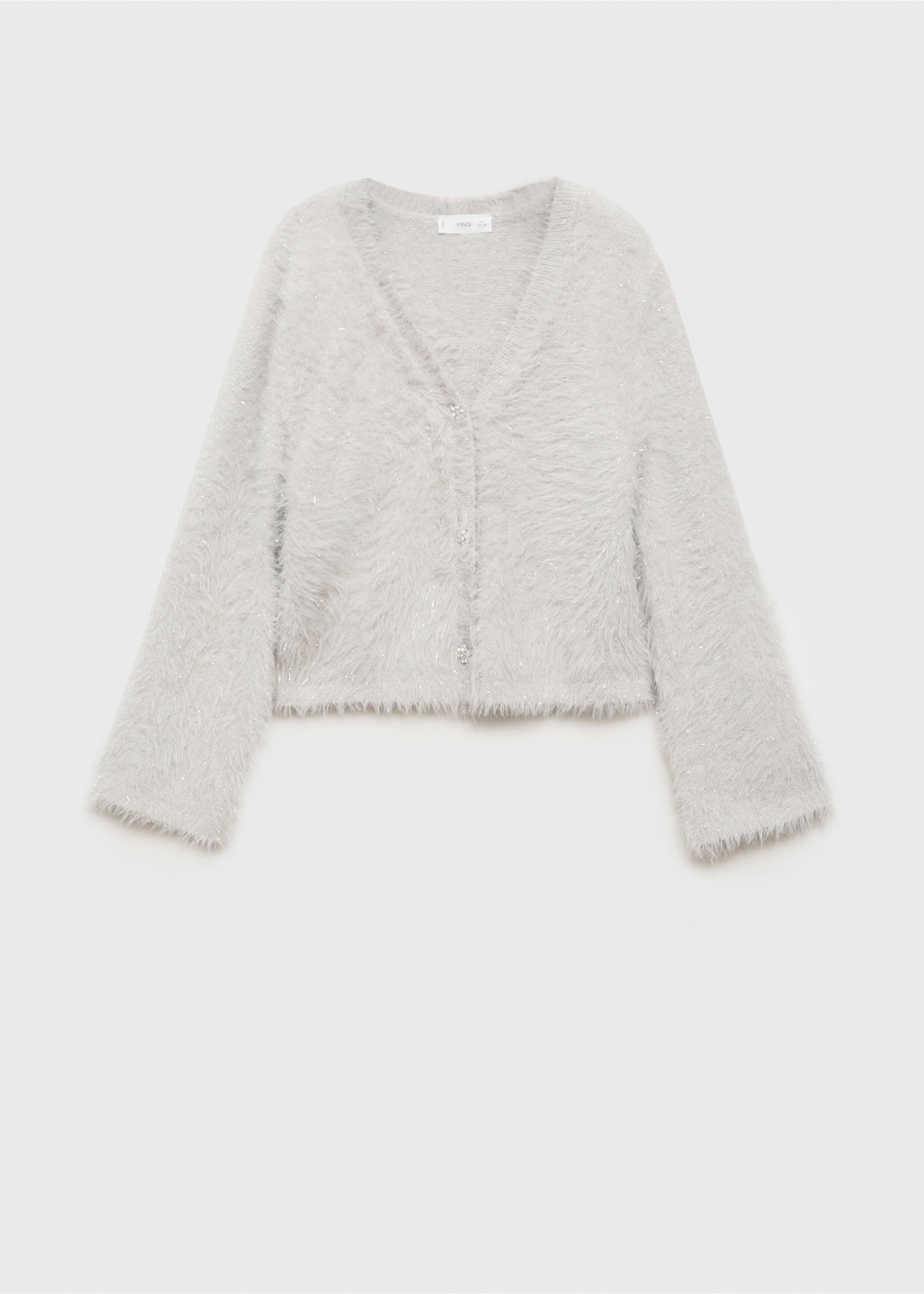 Buttoned faux-fur cardigan - Article without model, Light/Pastel Grey. Ref: 77089239-00.