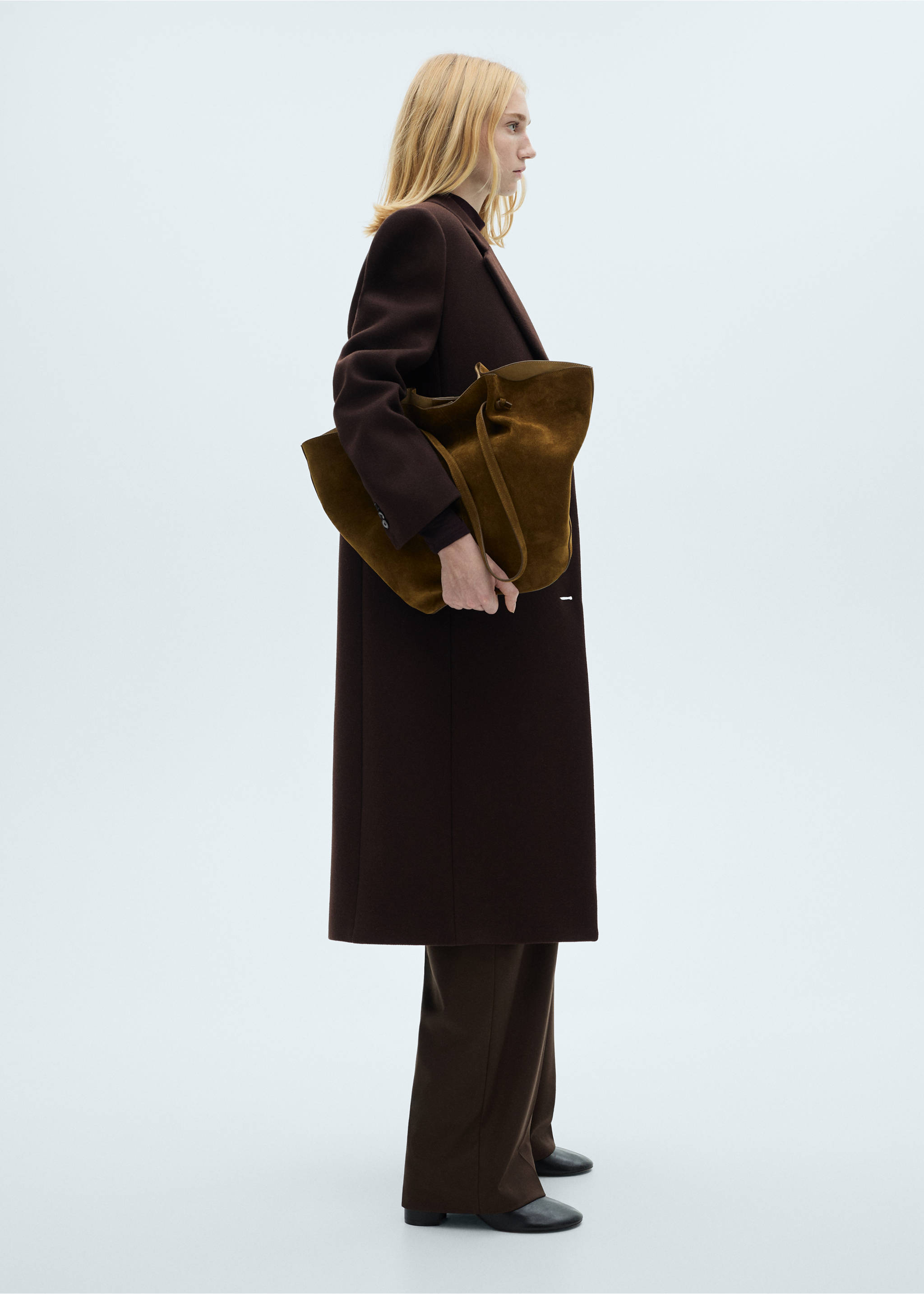Long structured wool coat - Details of the article 2, Brown. Ref: 77089244-00.