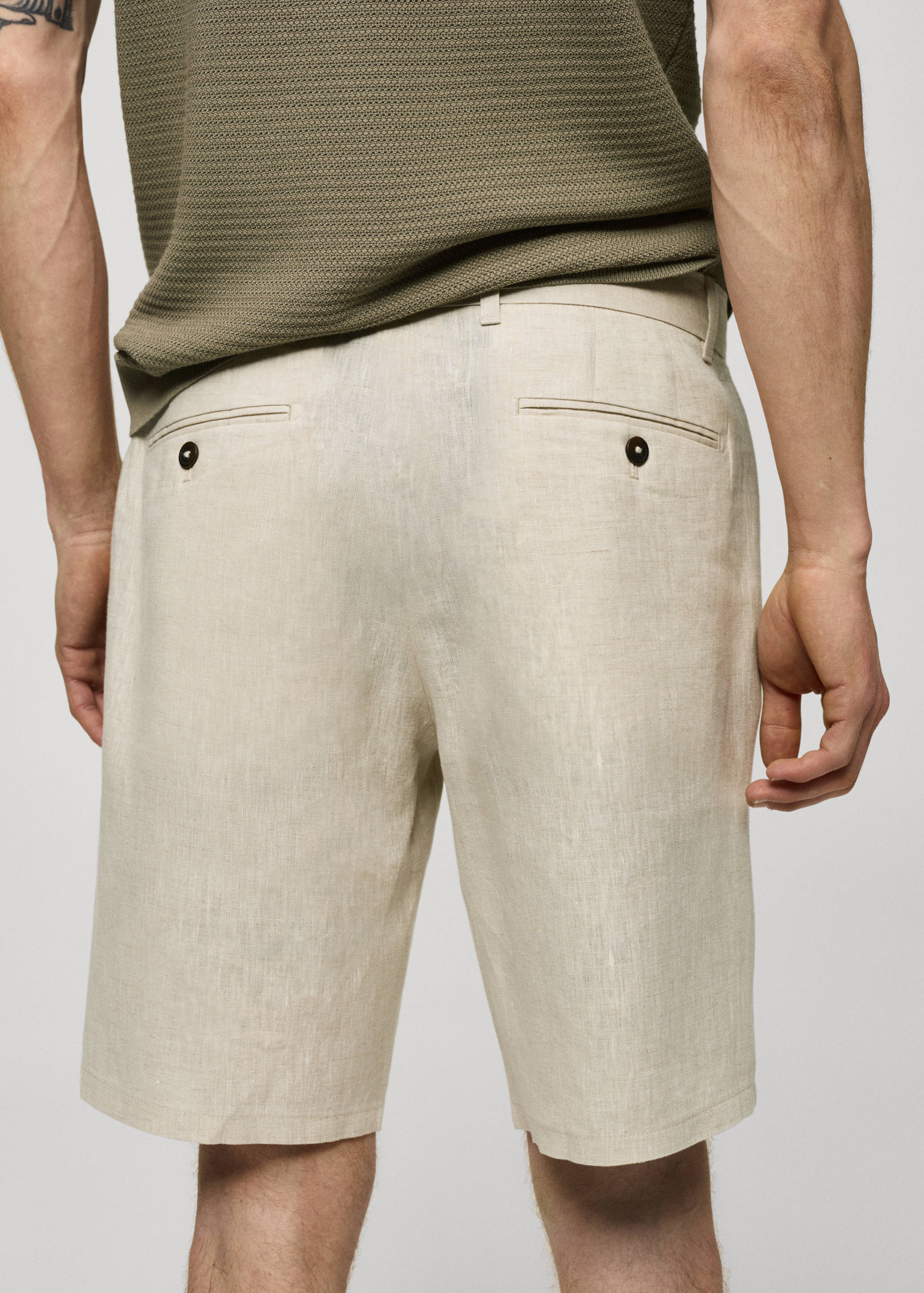 Slim-Fit-Bermudashorts aus 100 % Leinen - Detail des Artikels 6