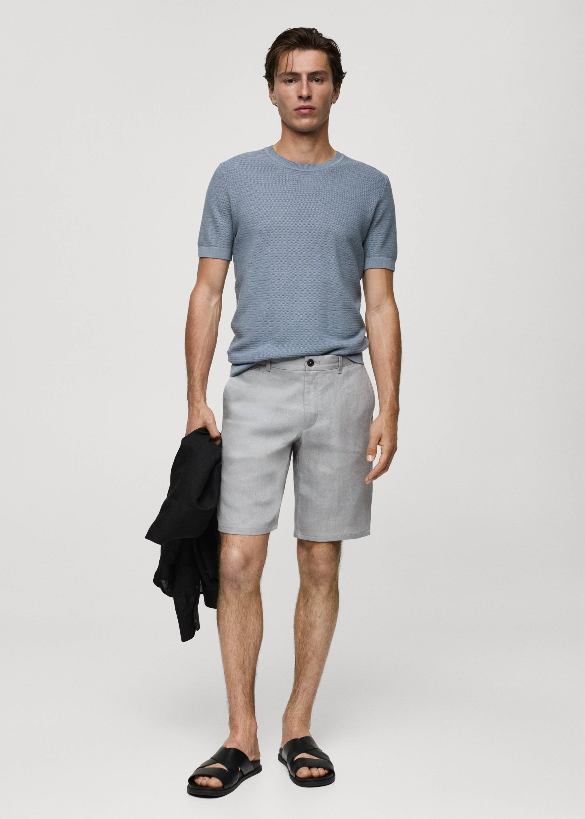 Slim-Fit-Bermudashorts aus 100 % Leinen - Allgemeine Ansicht
