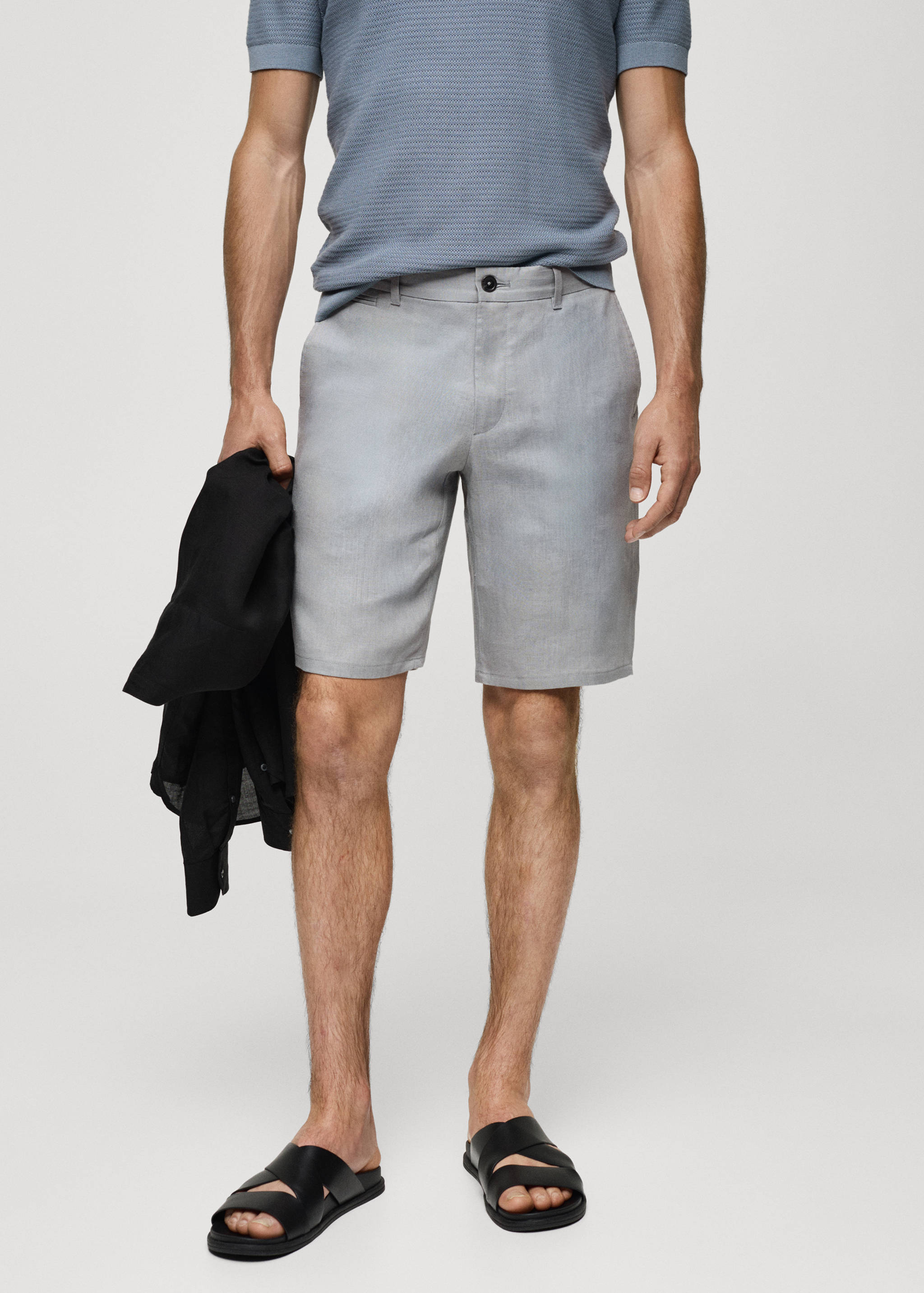 Slim-Fit-Bermudashorts aus 100 % Leinen - Mittlere Ansicht