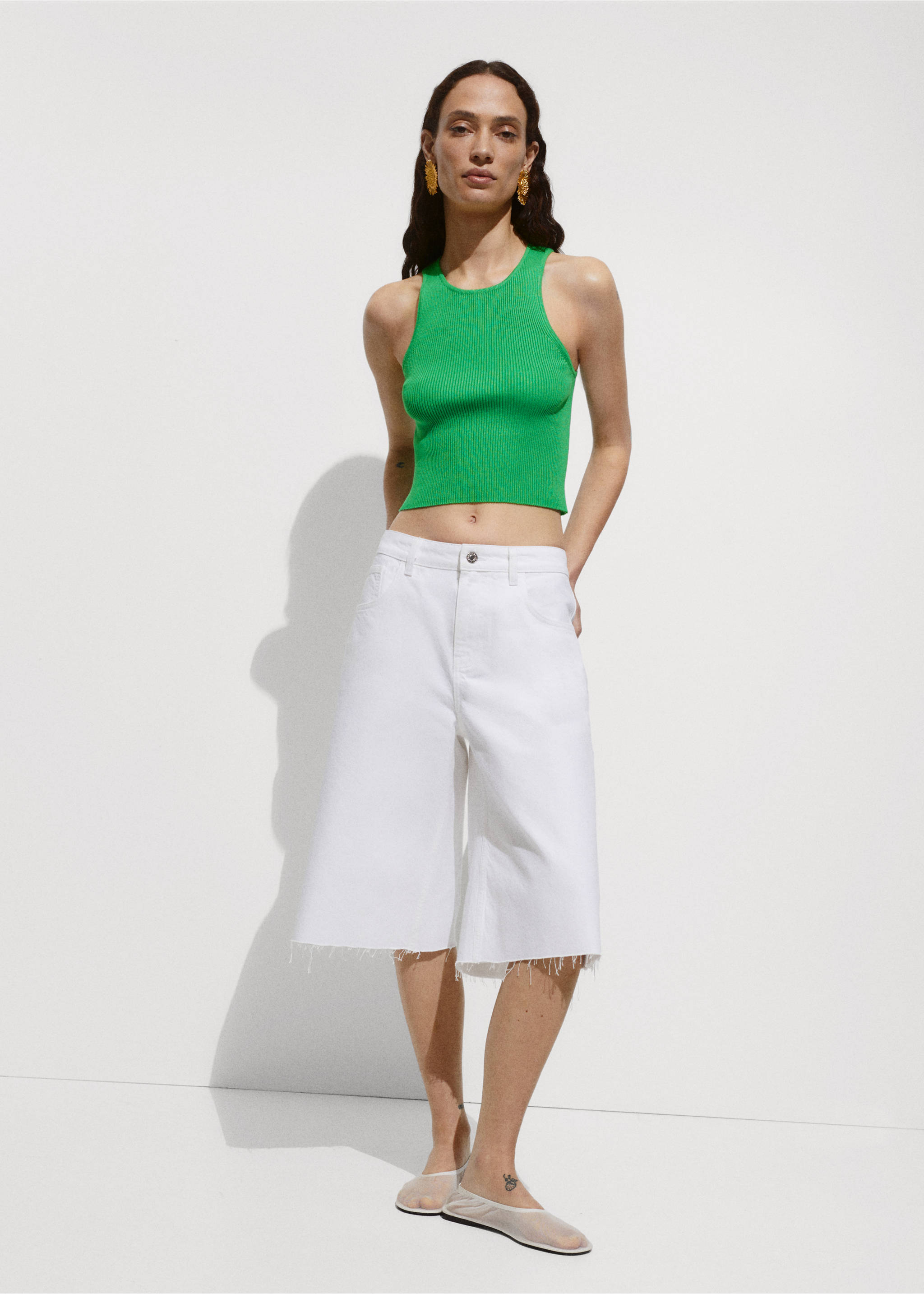 Top punto canalé - Plano general, Verde. Ref: 77090334-00.