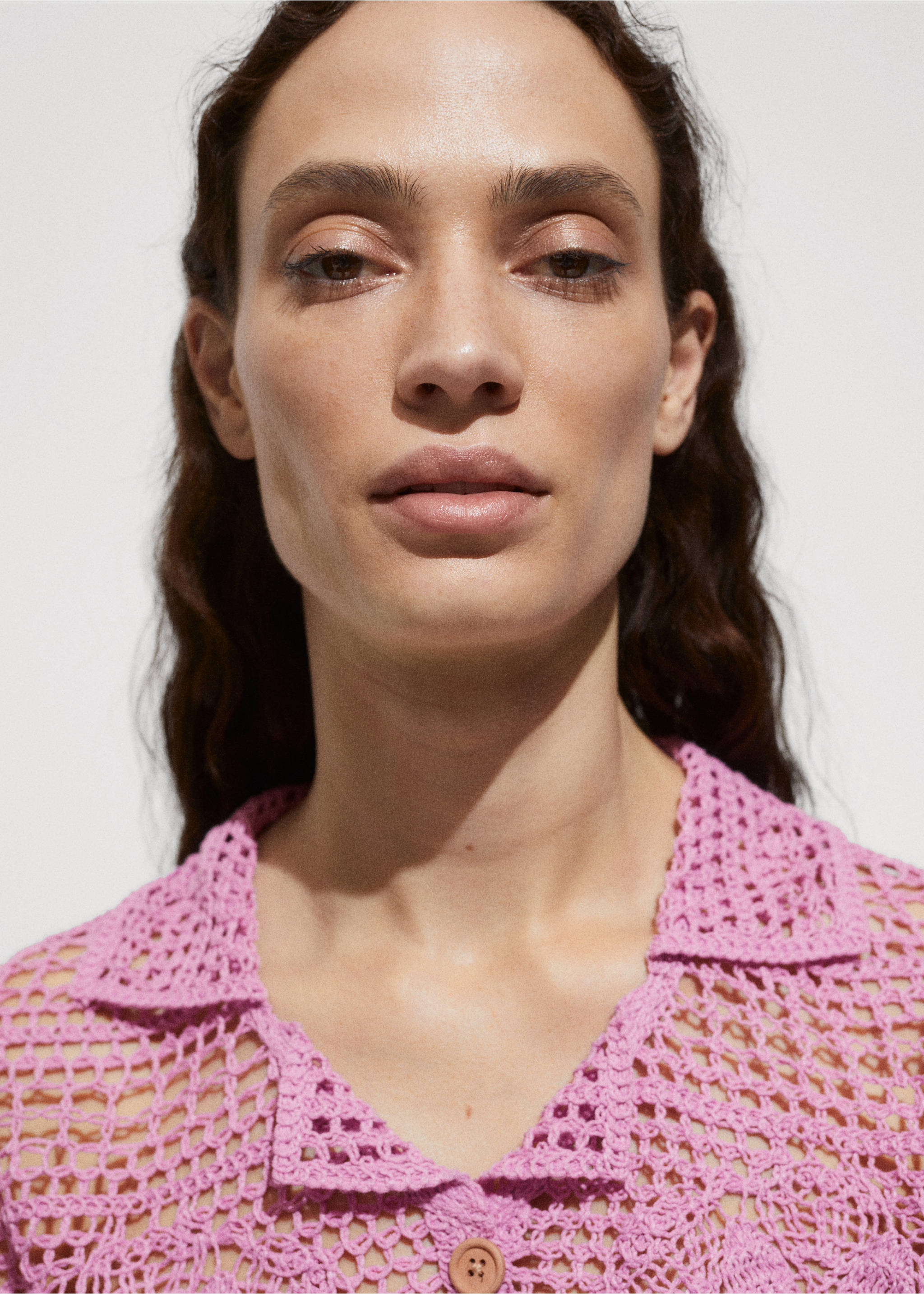 Virágmintás horgolt ing - A termék adatai 1, Világos/Pasztell lila. Ref: 77090339-00.